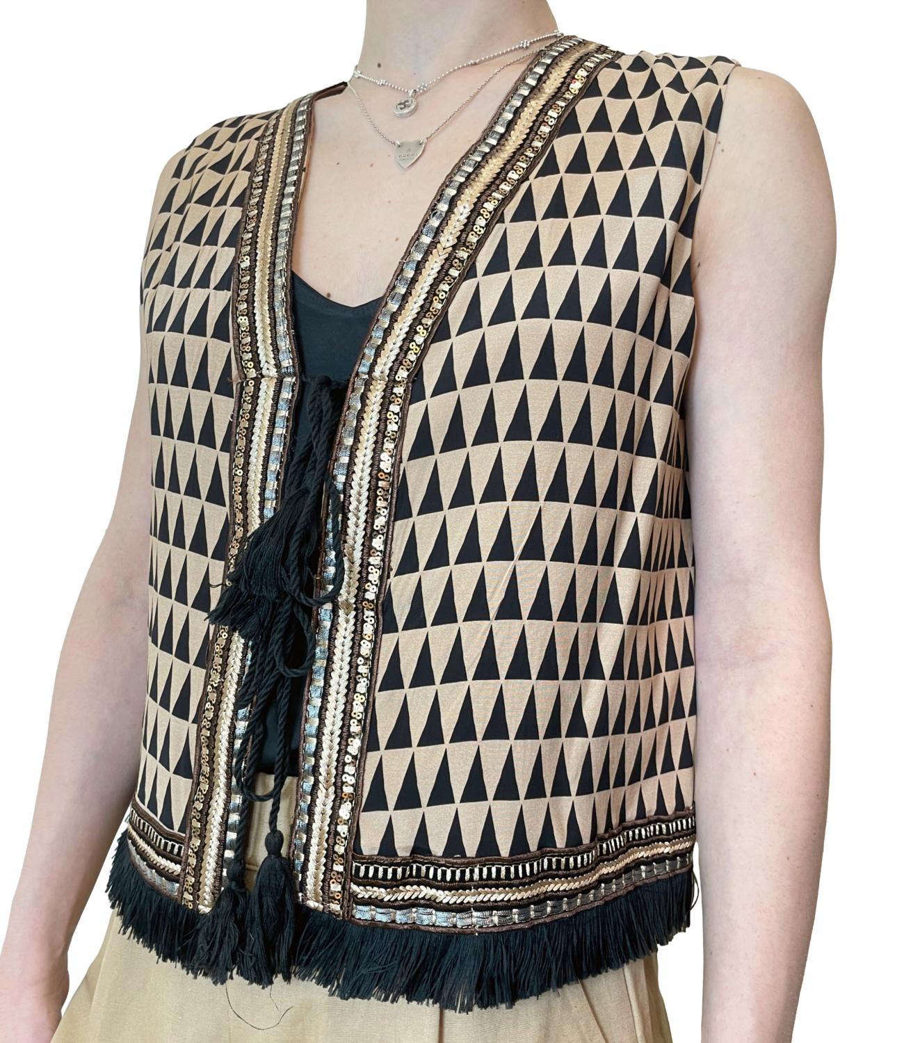 Dixie Gilet Beige/Nero Donna