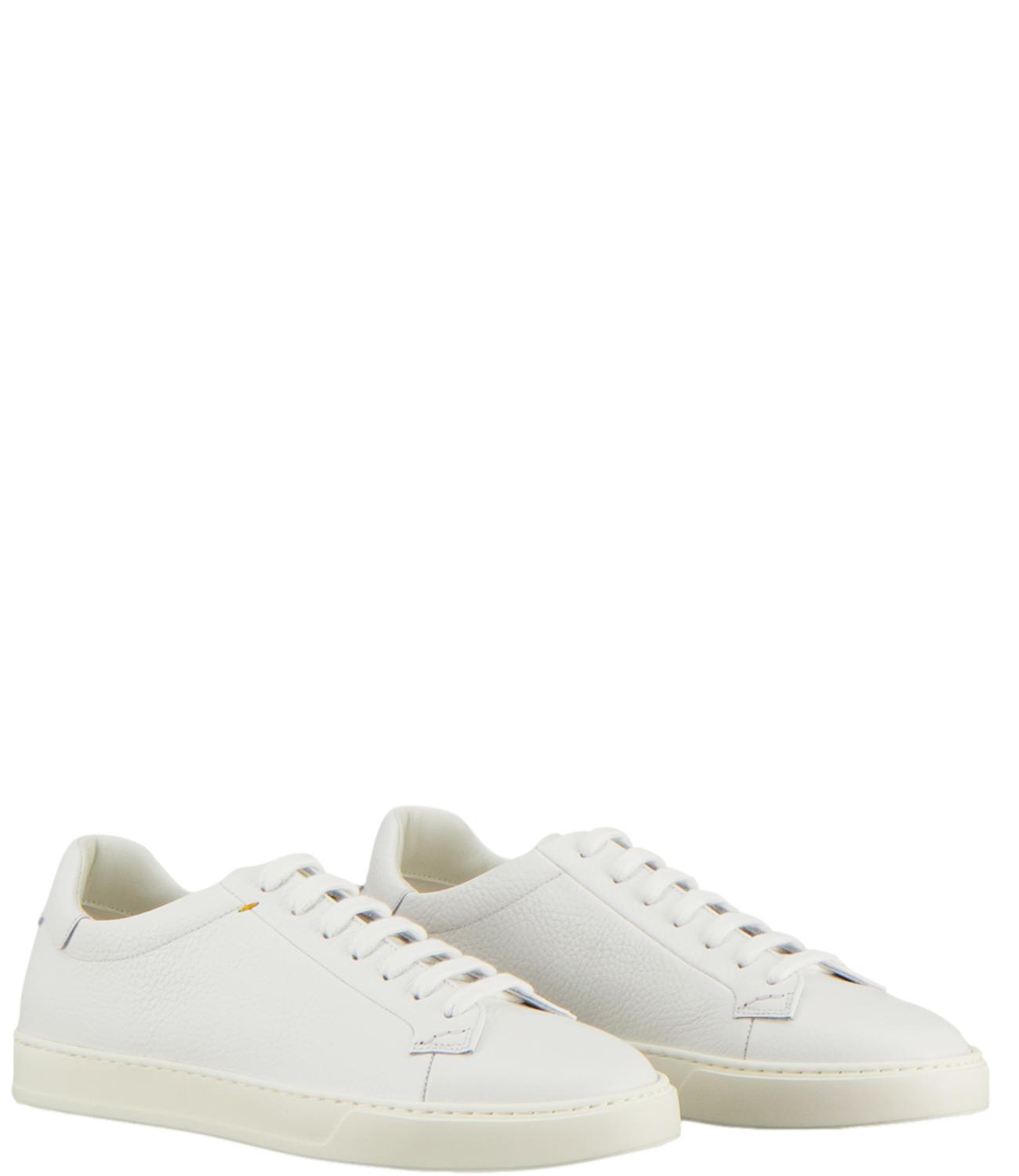 Sneakers bianco in pelle martellata