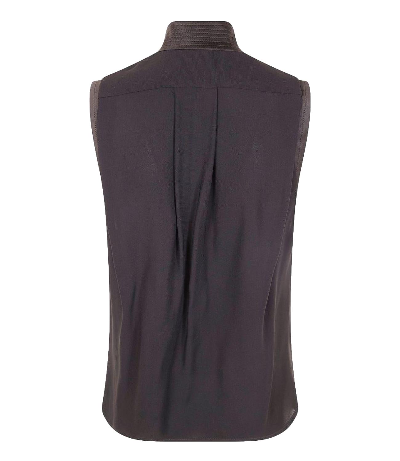 Ef Top nero in georgette di viscosa