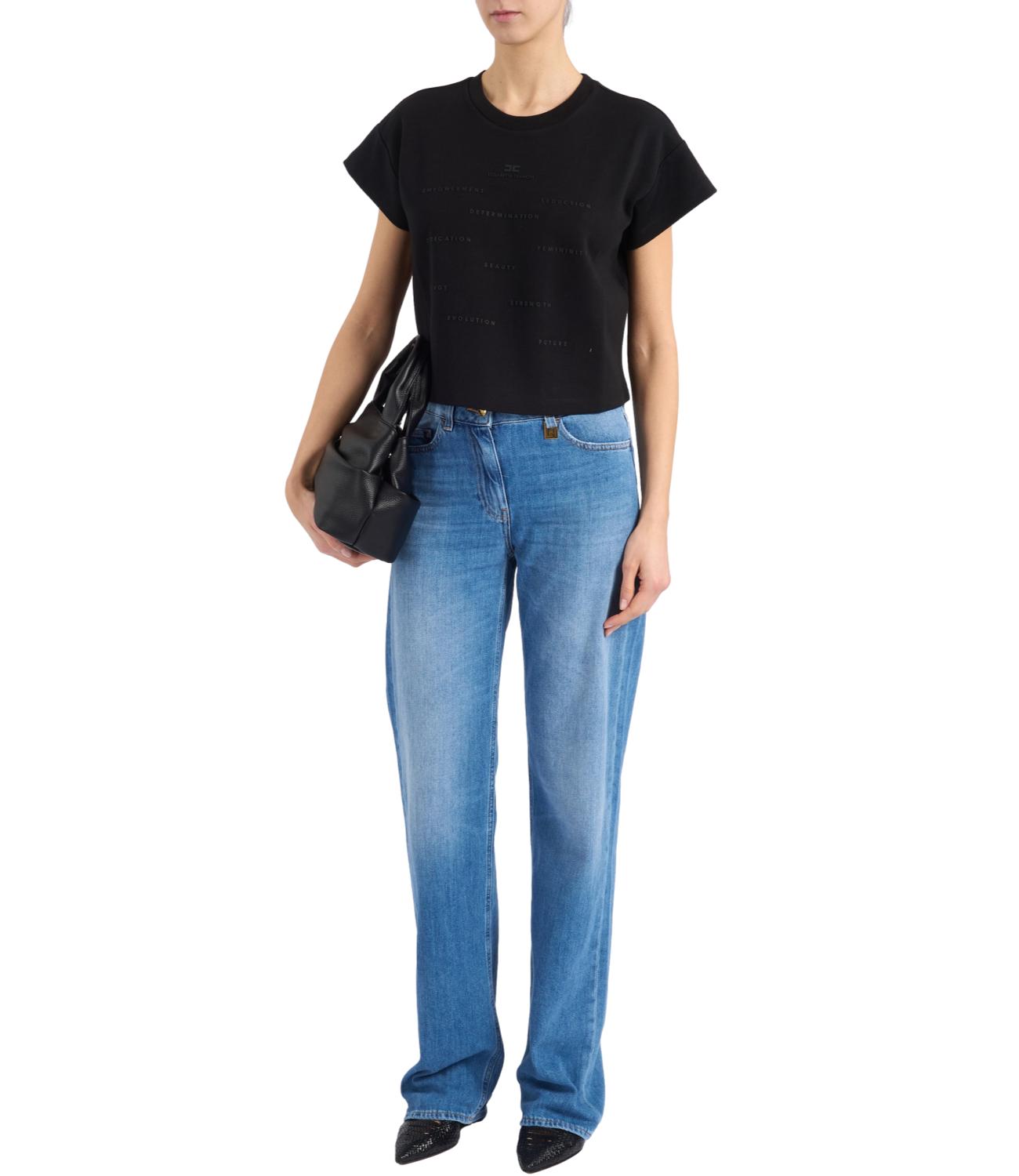 EF T-shirt in jersey nero donna