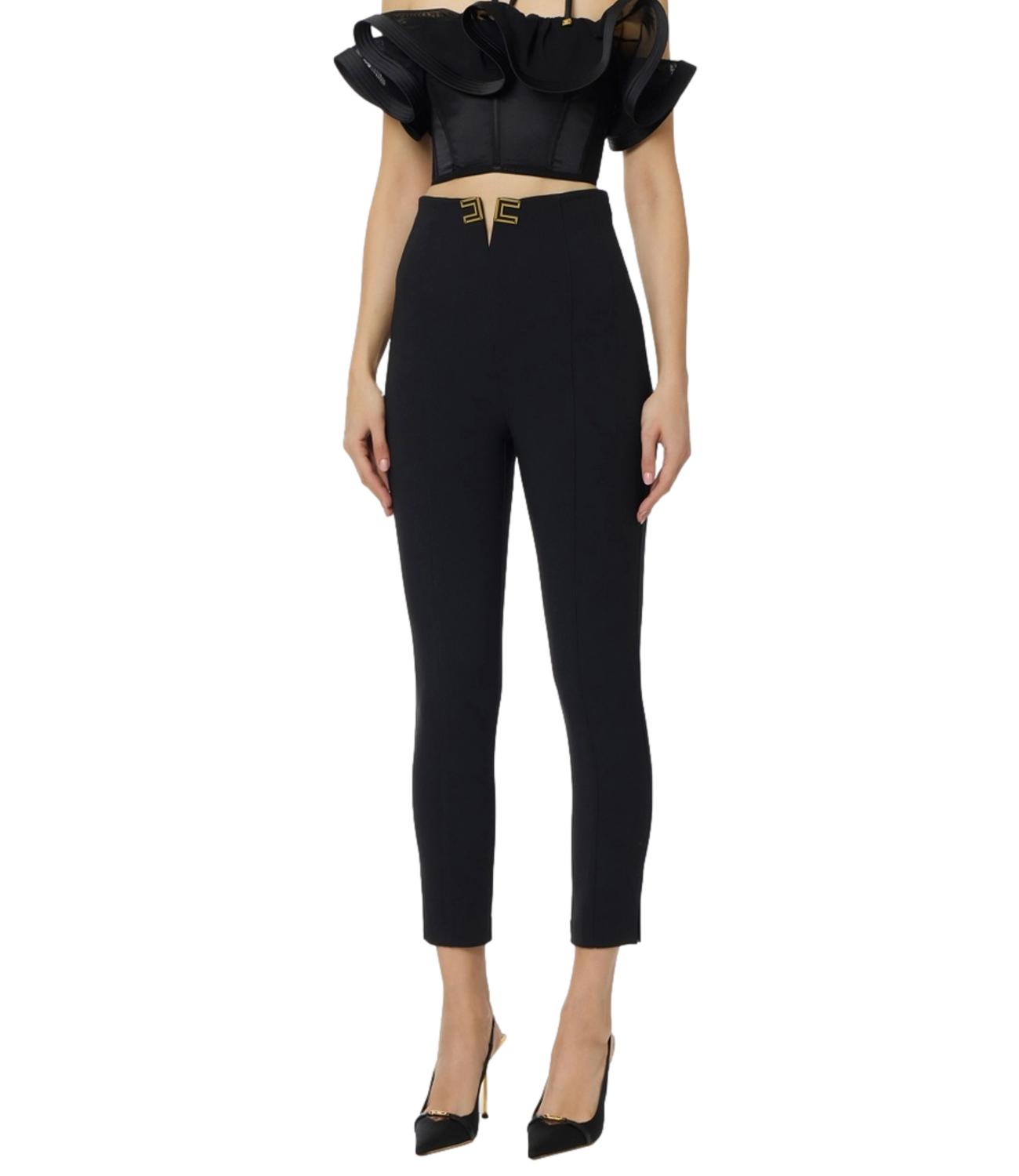 EF Pantalone in doppio crêpe stretch nero donna