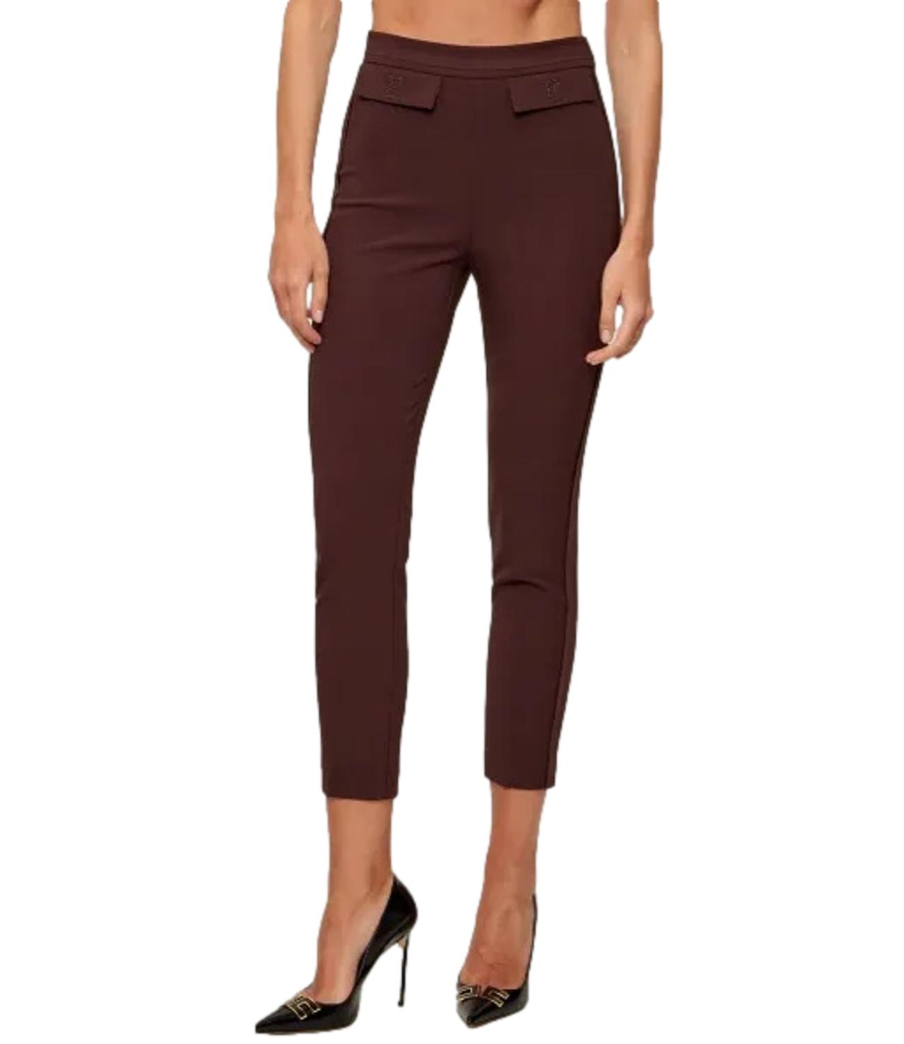 EF pantalone in doppio crêpe stretch cacao donna