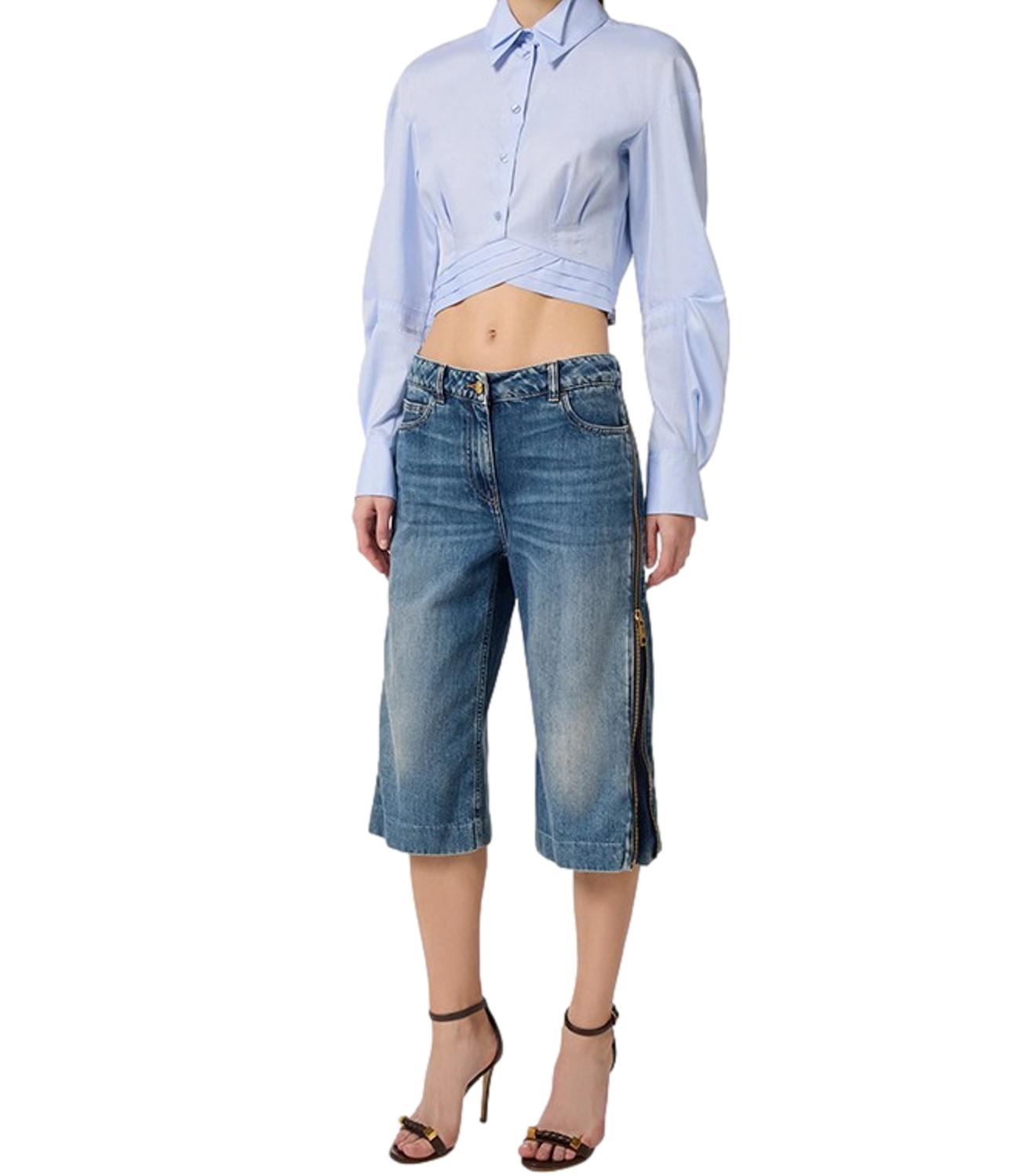 Elisabetta Franchi Jeans Bermuda Blue Denim Donna