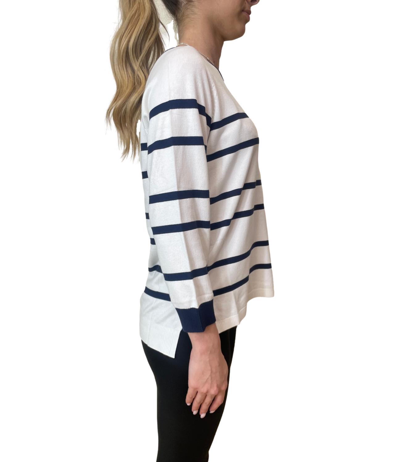 Emme Marella Maglia Emmghiglia Bianco Blu Donna