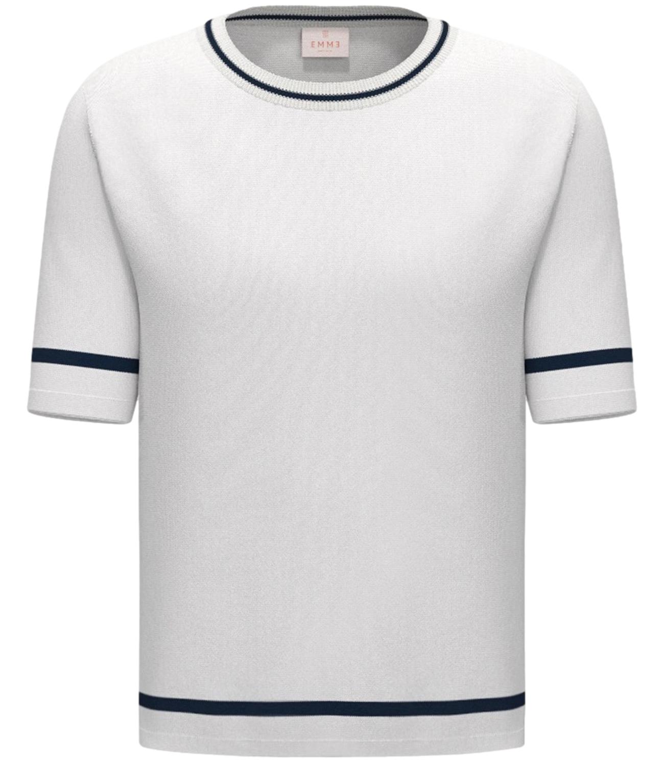 Emme Marella Maglia Emmboccale Bianco Blu Donna