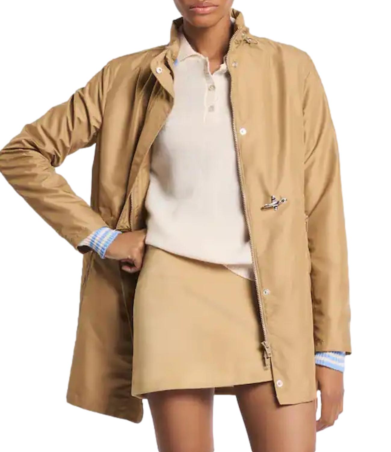 Fay Virginia Coat in Popeline Tecnico beige donna
