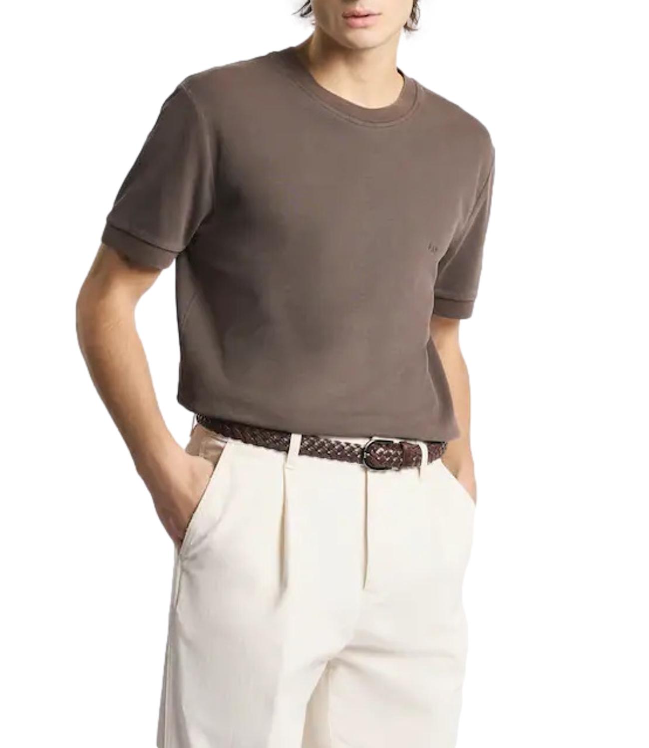 Fay T-shirt in Piquet di Cotone marrone uomo
