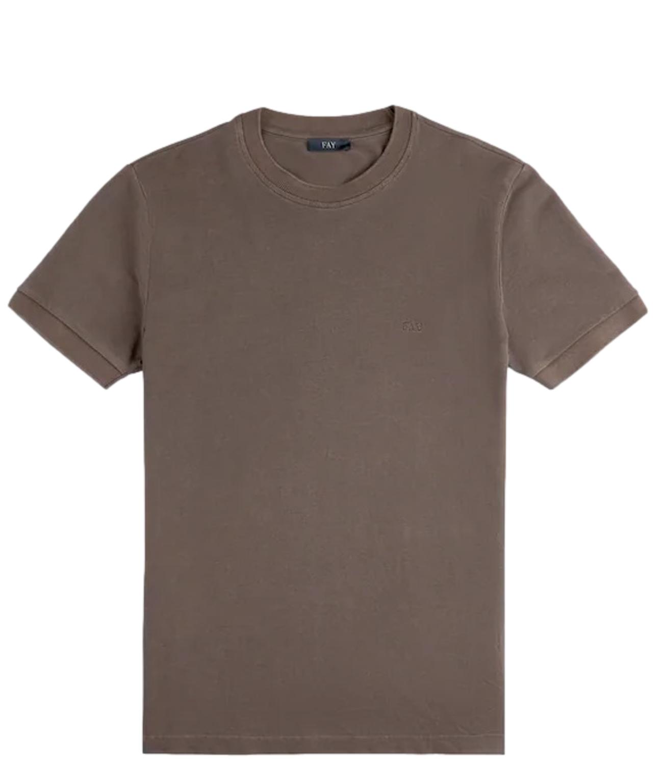 Fay T-shirt in Piquet di Cotone marrone uomo