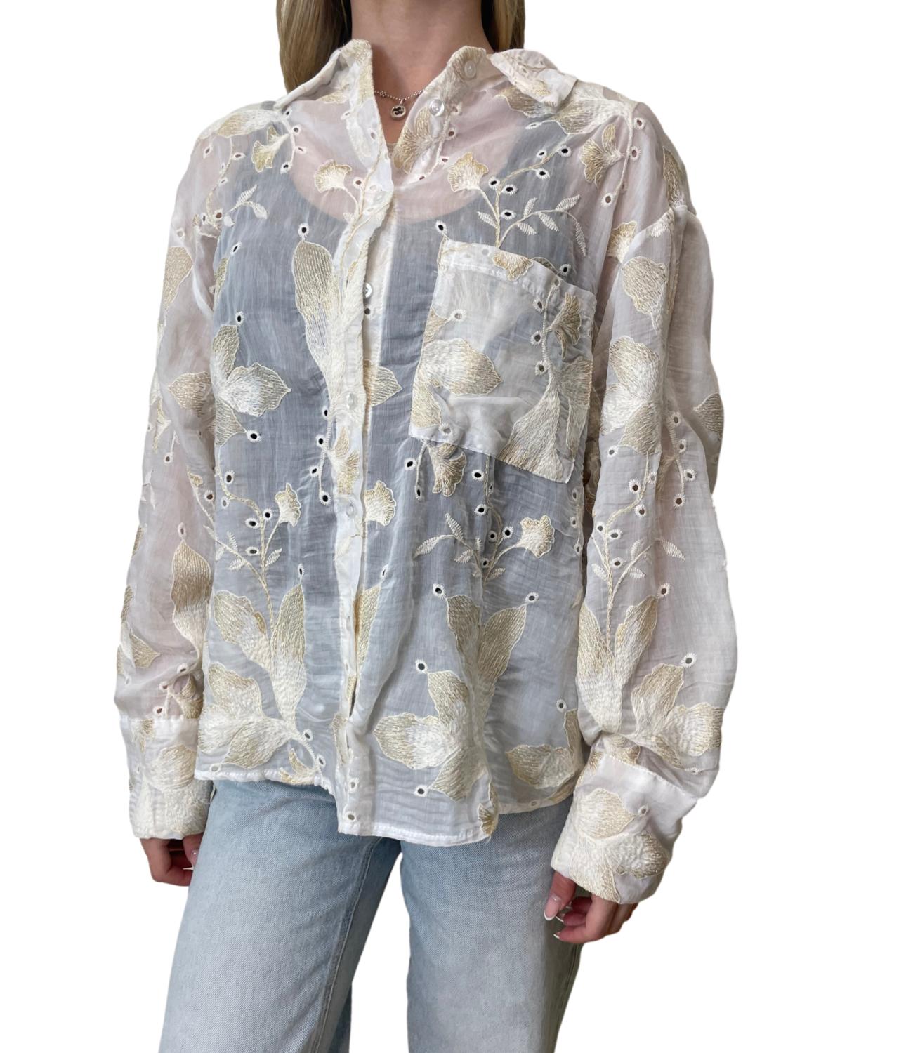 Have One Camicia Ricami Burro Donna