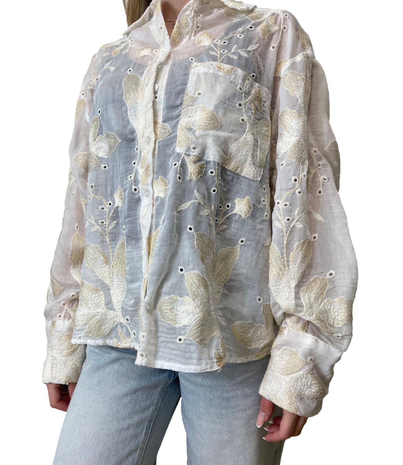 Have One Camicia Ricami Burro Donna
