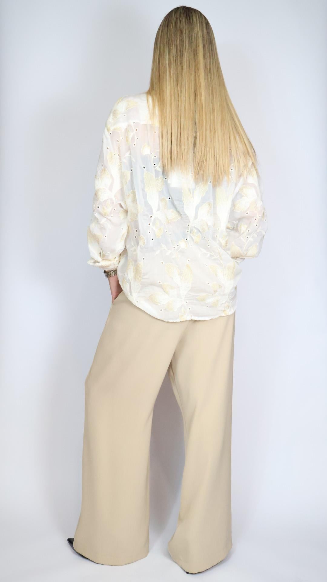 Have One Camicia Ricami Burro Donna