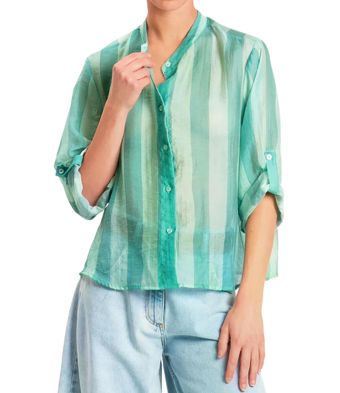 Have One Camicia da Donna - Riga Turchese - CvS-Q422
