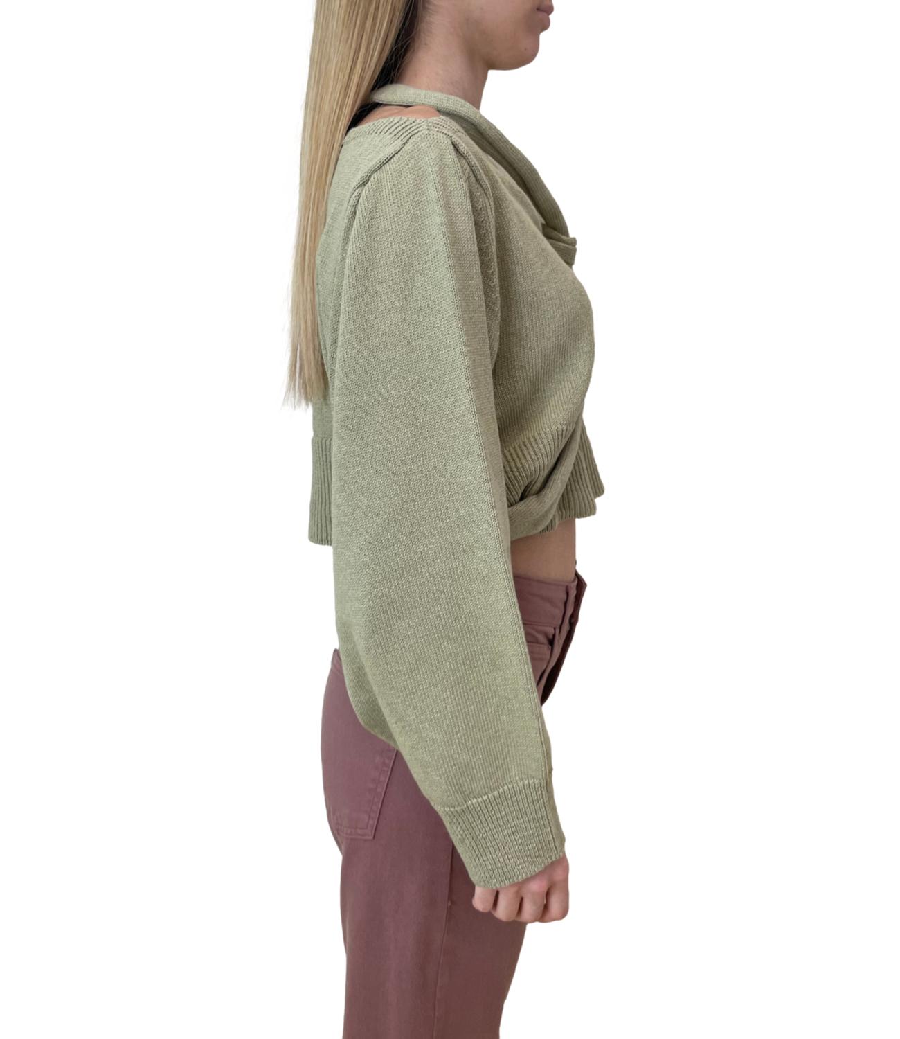 Have One Maglia Nodo Collo Kaki Donna