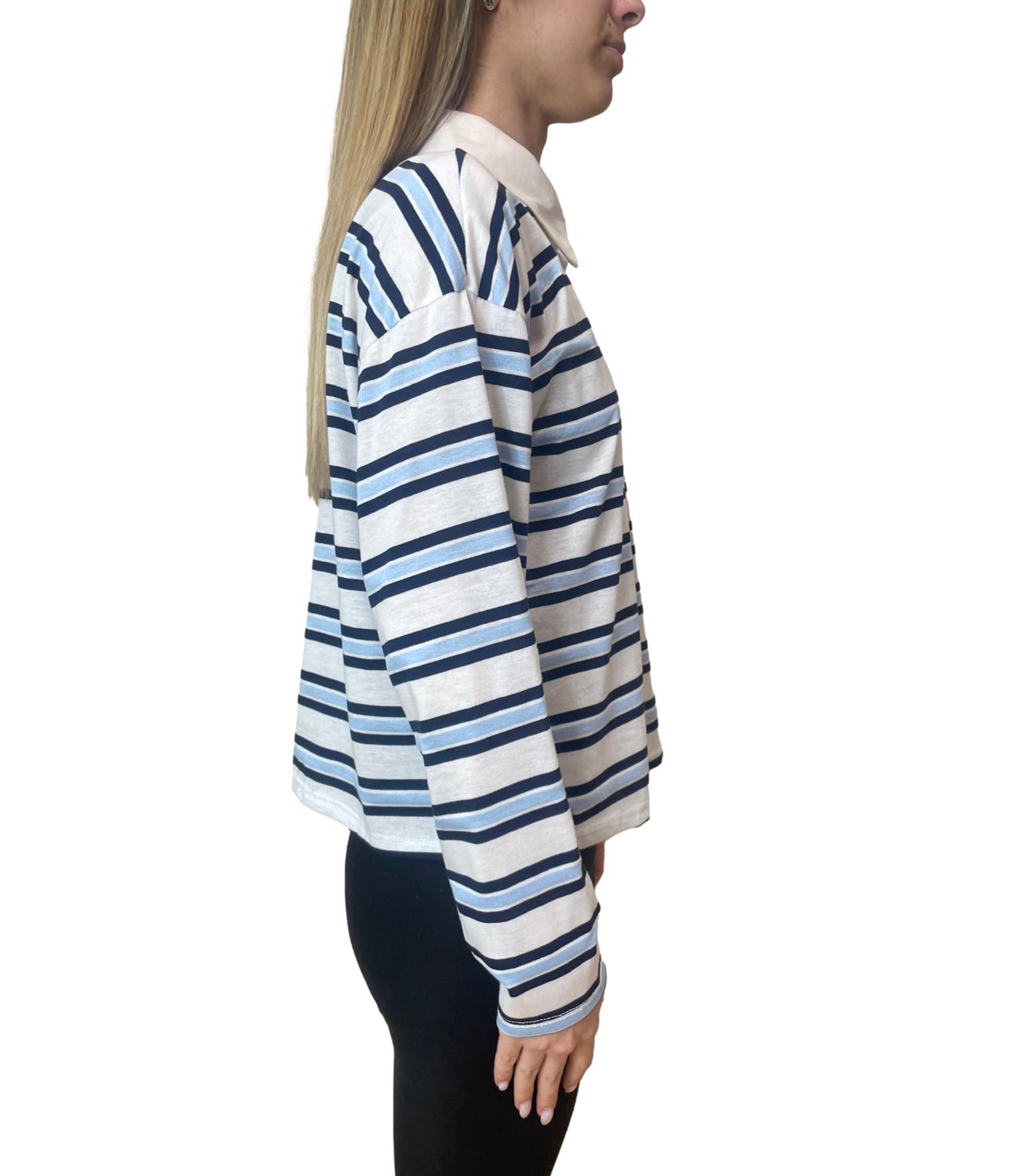 Have One Polo Righe Celeste/Bianco Donna