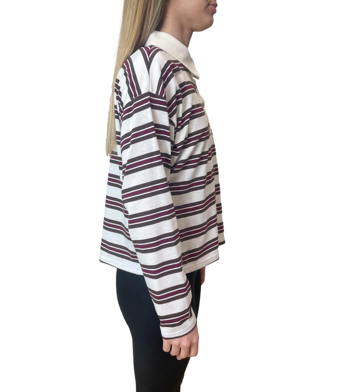 Have One Polo Righe Bordeaux/Moro Donna