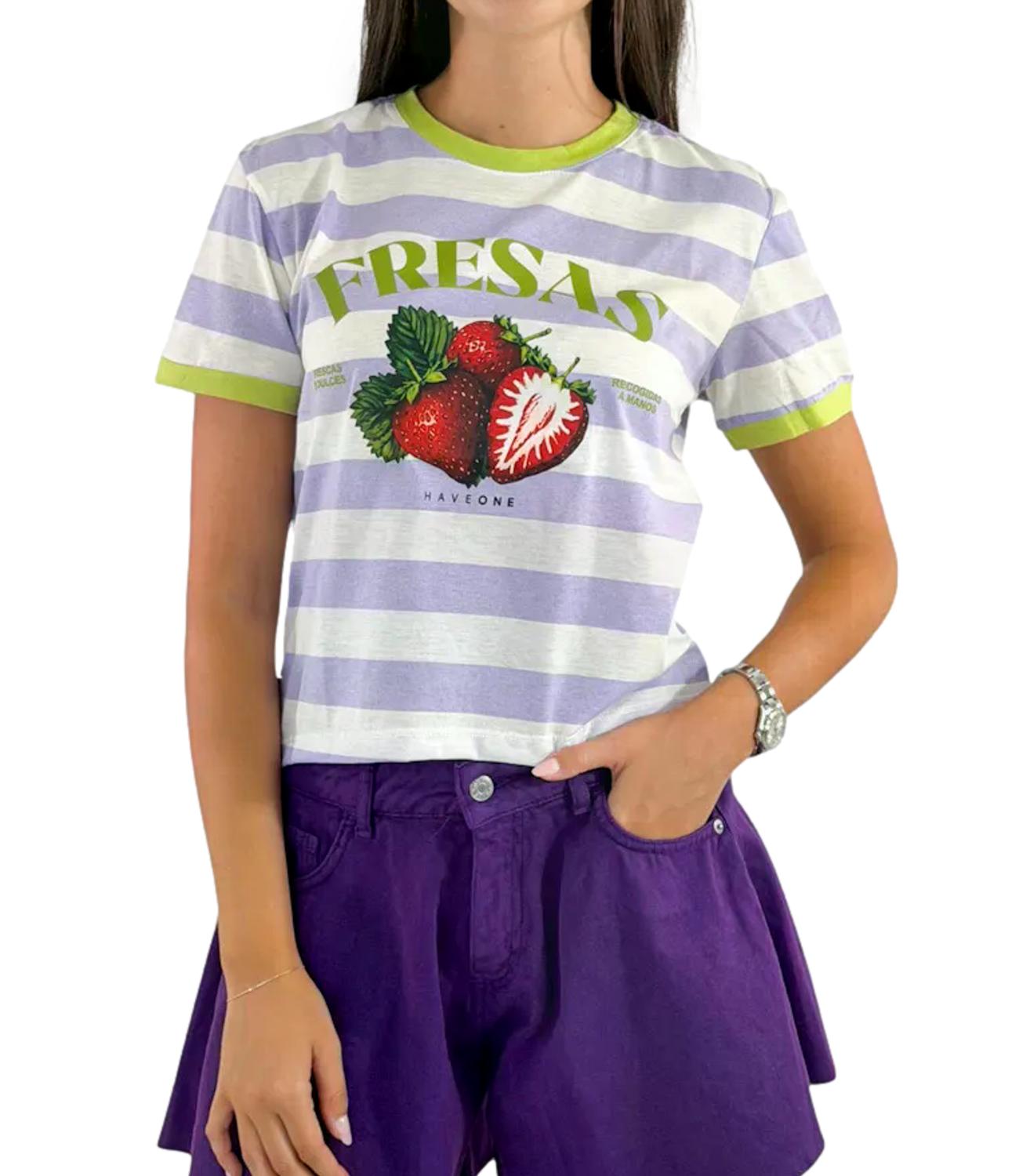 Have One T-Shirt da Donna - Latte/lilla - TsH-Q247