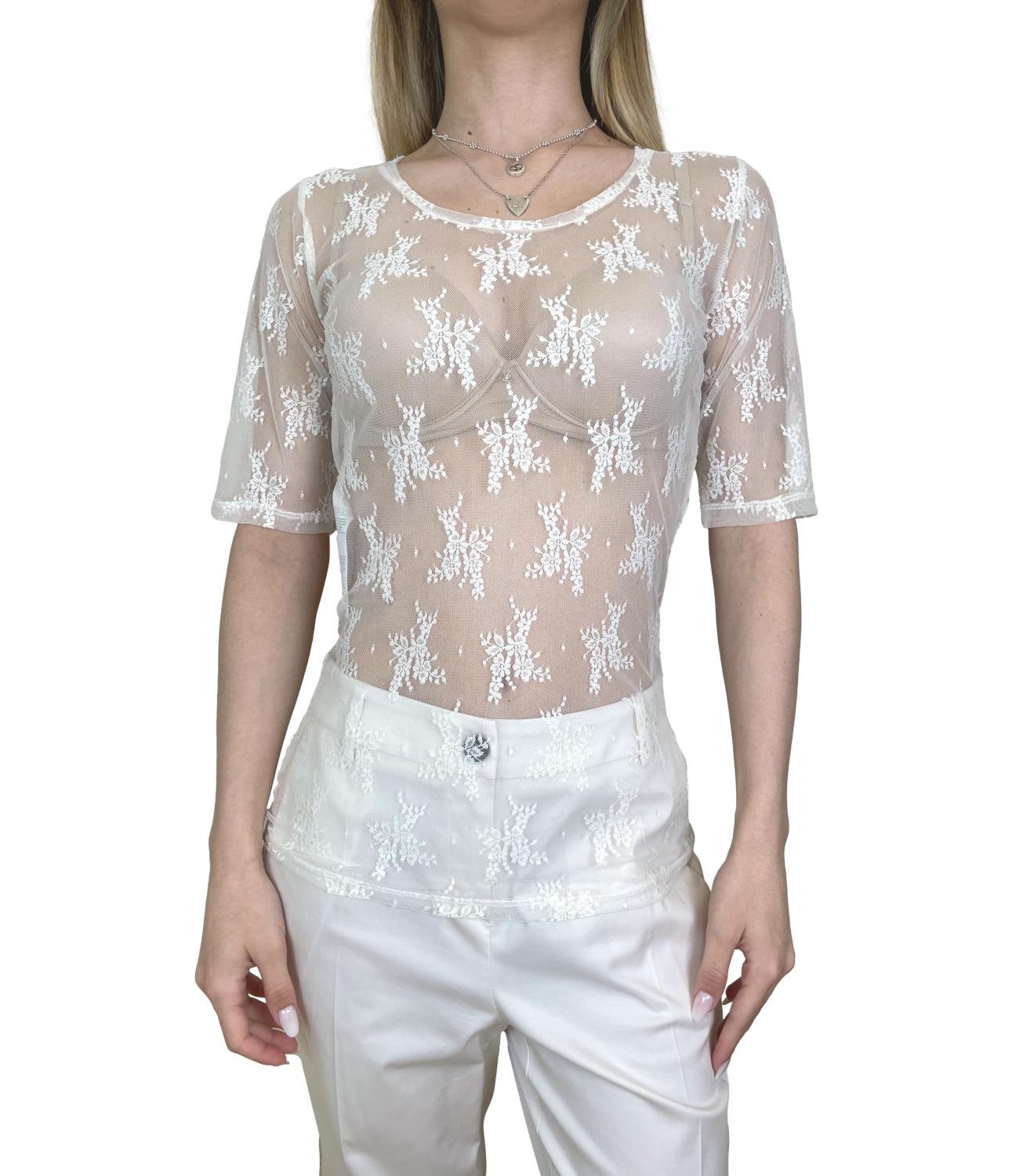 Imperial T-shirt Pizzo Avorio Donna