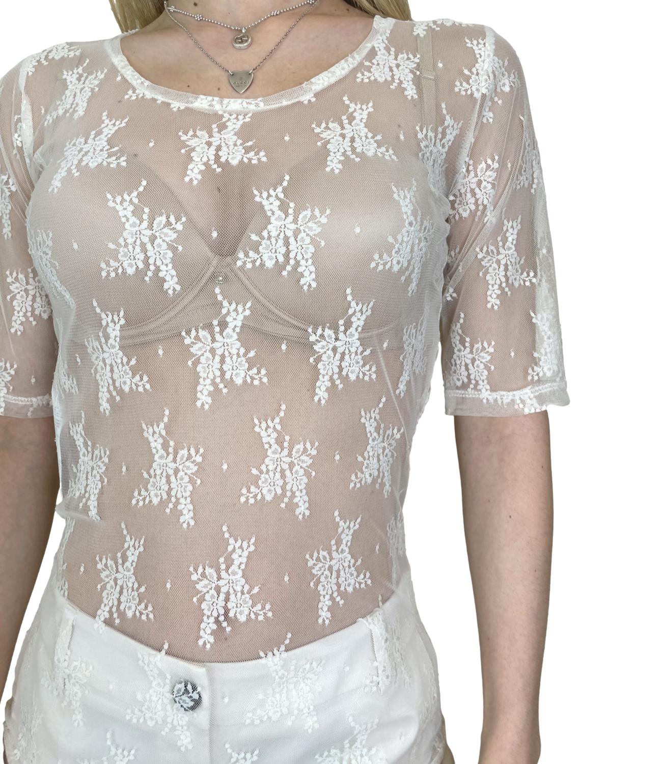Imperial T-shirt Pizzo Avorio Donna