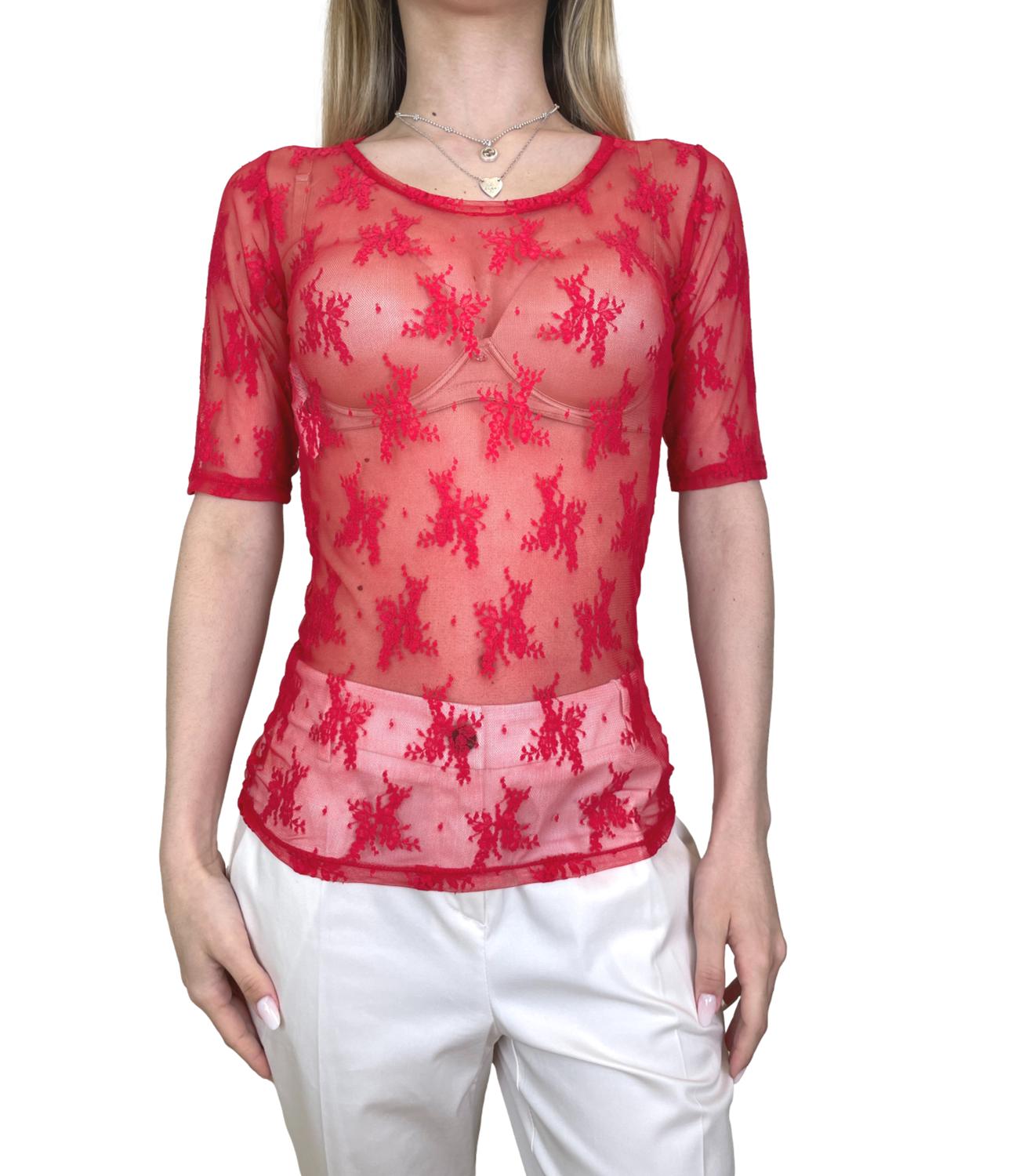 Imperial T-shirt Pizzo Rosso Donna