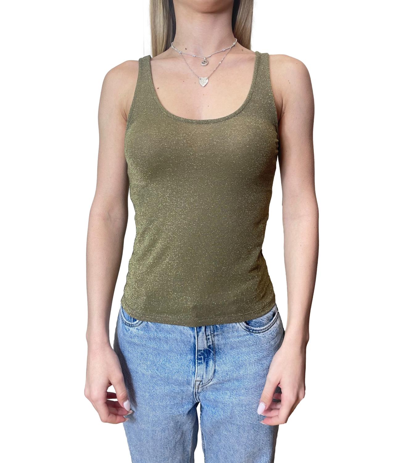 Kontatto Canotta Lurex Militare Donna