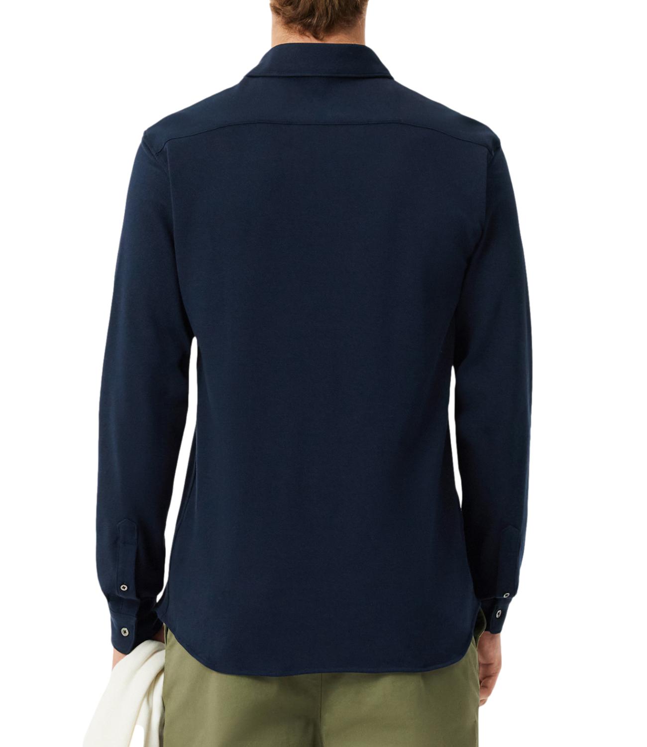 Camicia slim fit in Piqué Di Cotone Uomo Blu