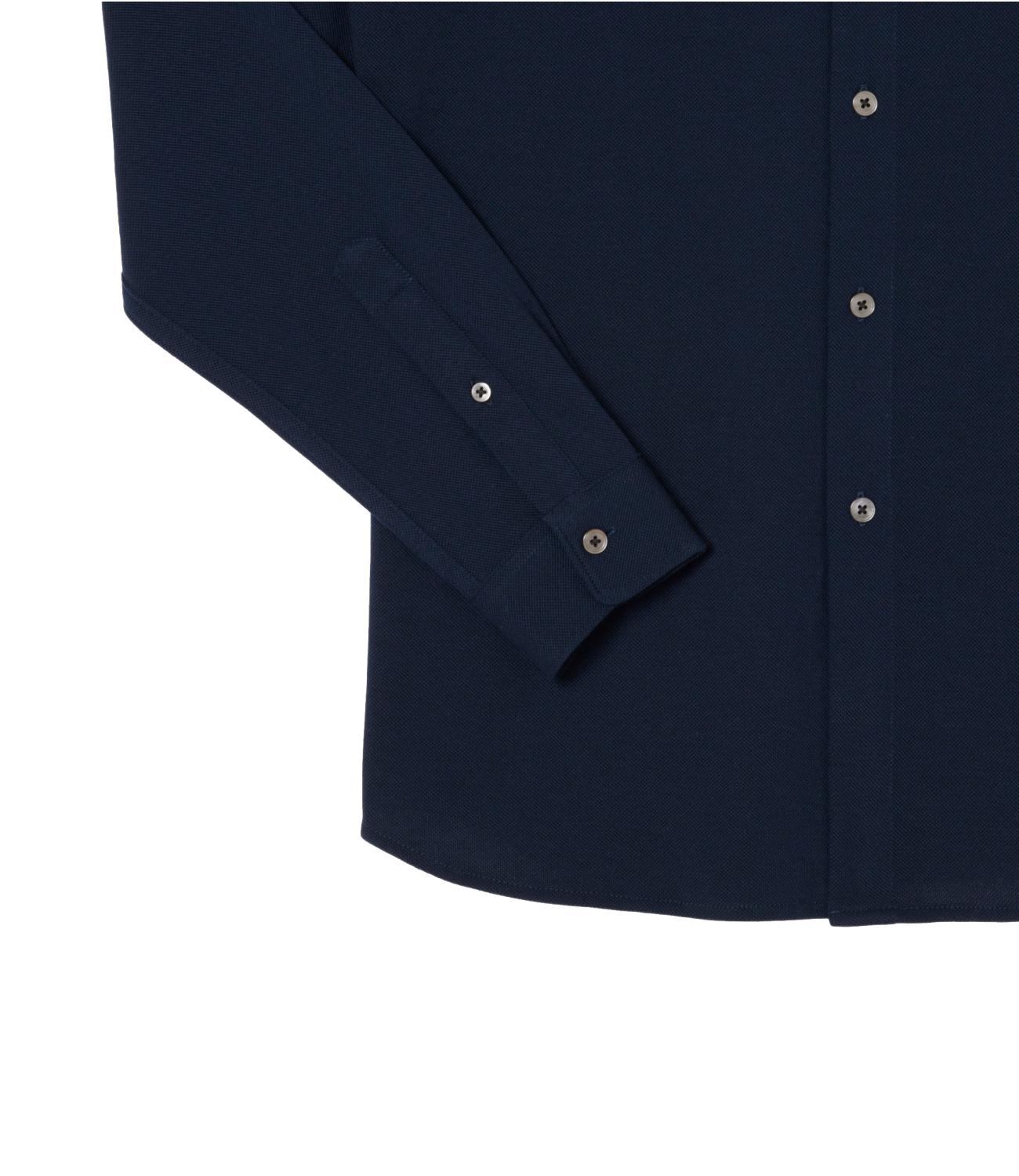 Camicia slim fit in Piqué Di Cotone Uomo Blu