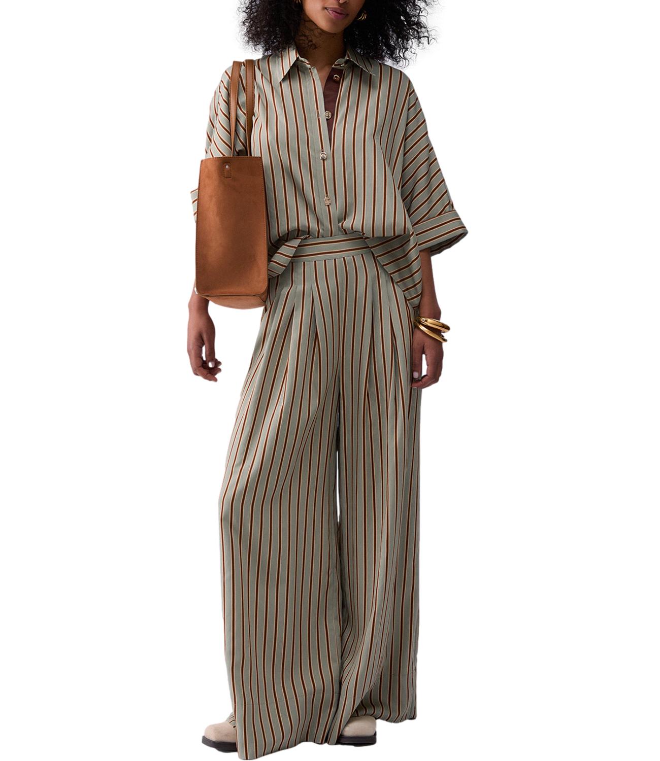 Liu Jo Pantalone Green/Tabacco Stripe Donna