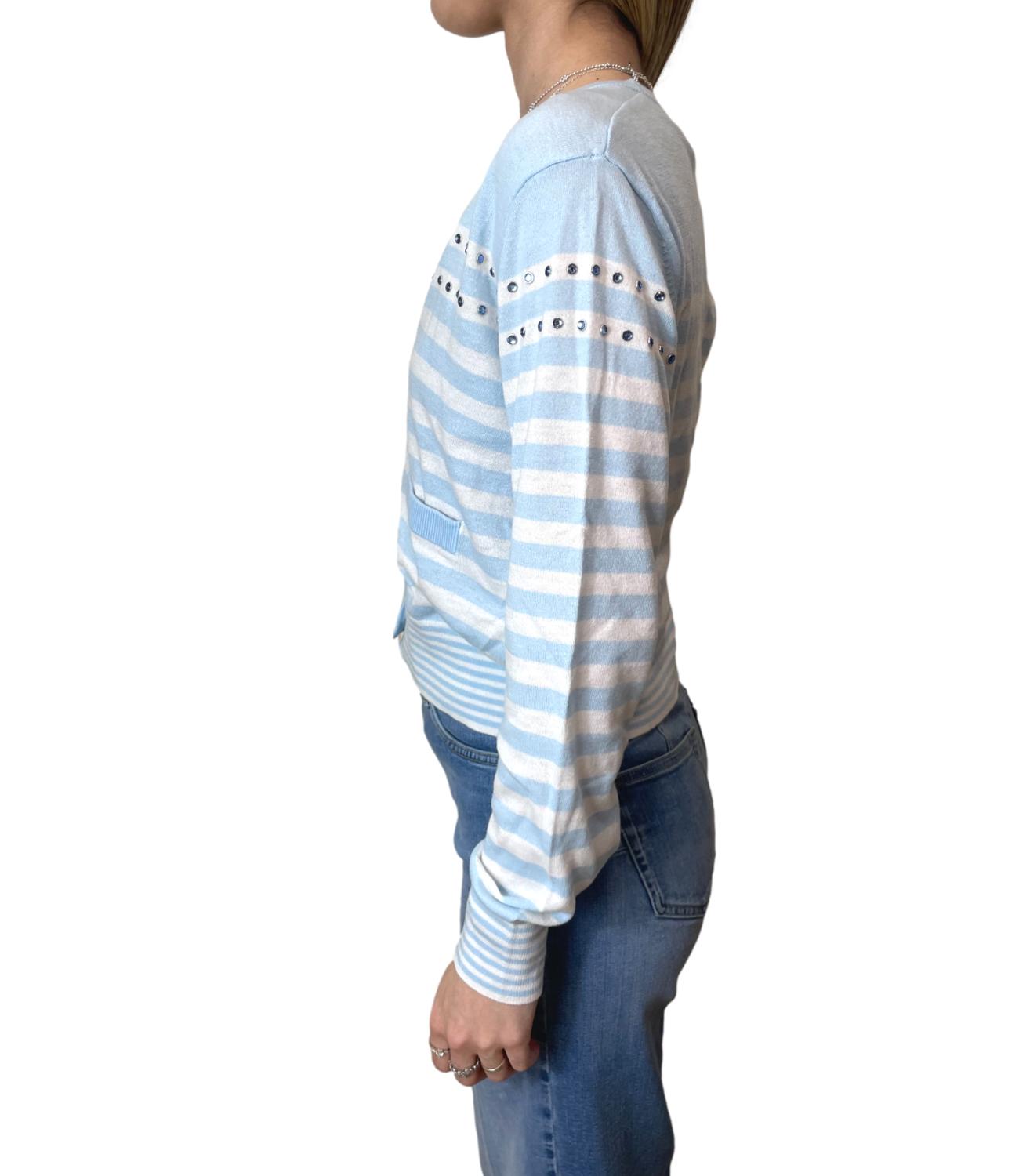 Liu Jo Maglia Cardigan Blu/Bianco Donna