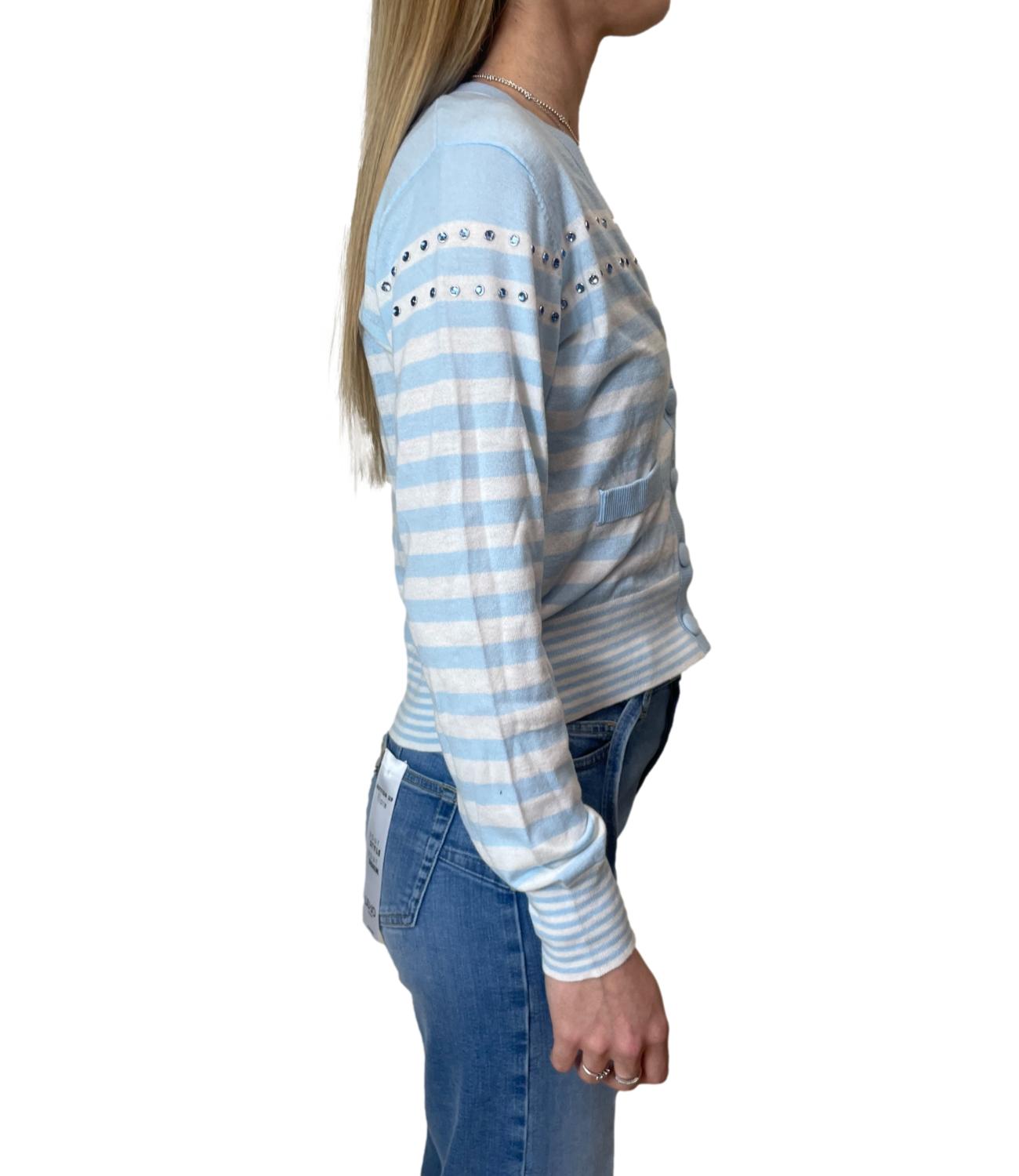 Liu Jo Maglia Cardigan Blu/Bianco Donna