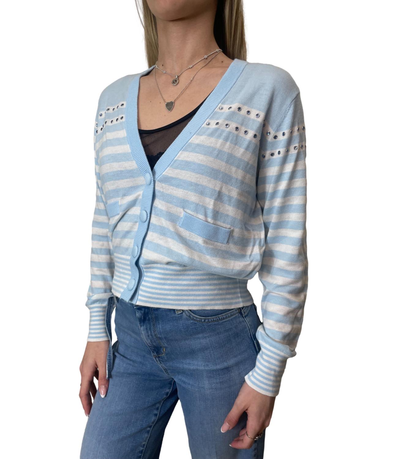 Liu Jo Maglia Cardigan Blu/Bianco Donna