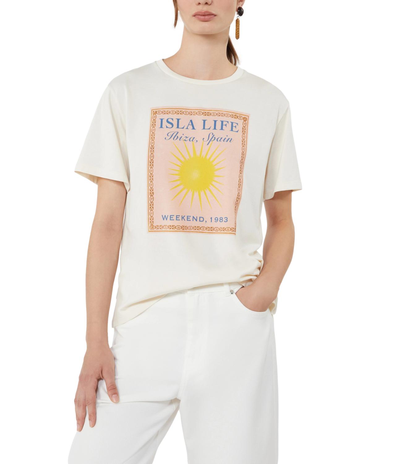 Max Mara Weekend T-Shirt da Donna - Ecru'+stampa Ibiza - 2615971032600