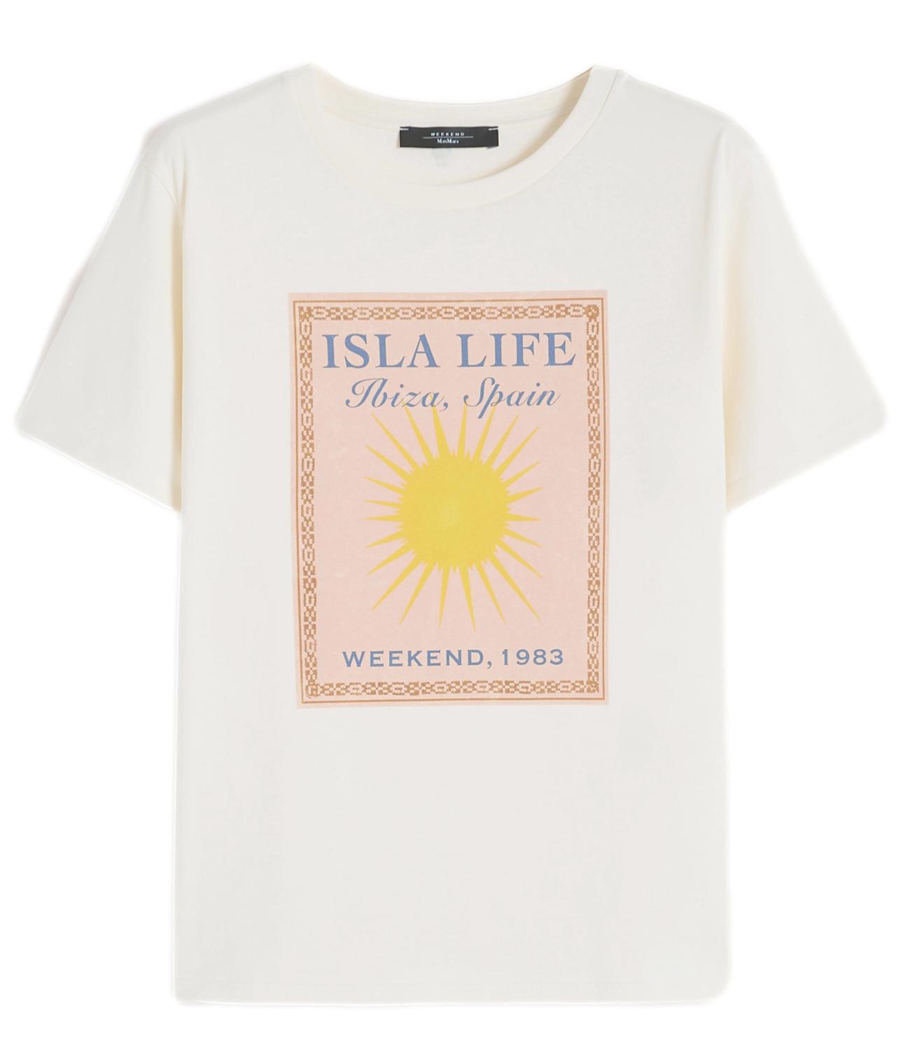 Max Mara Weekend T-Shirt da Donna - Ecru'+stampa Ibiza - 2615971032600