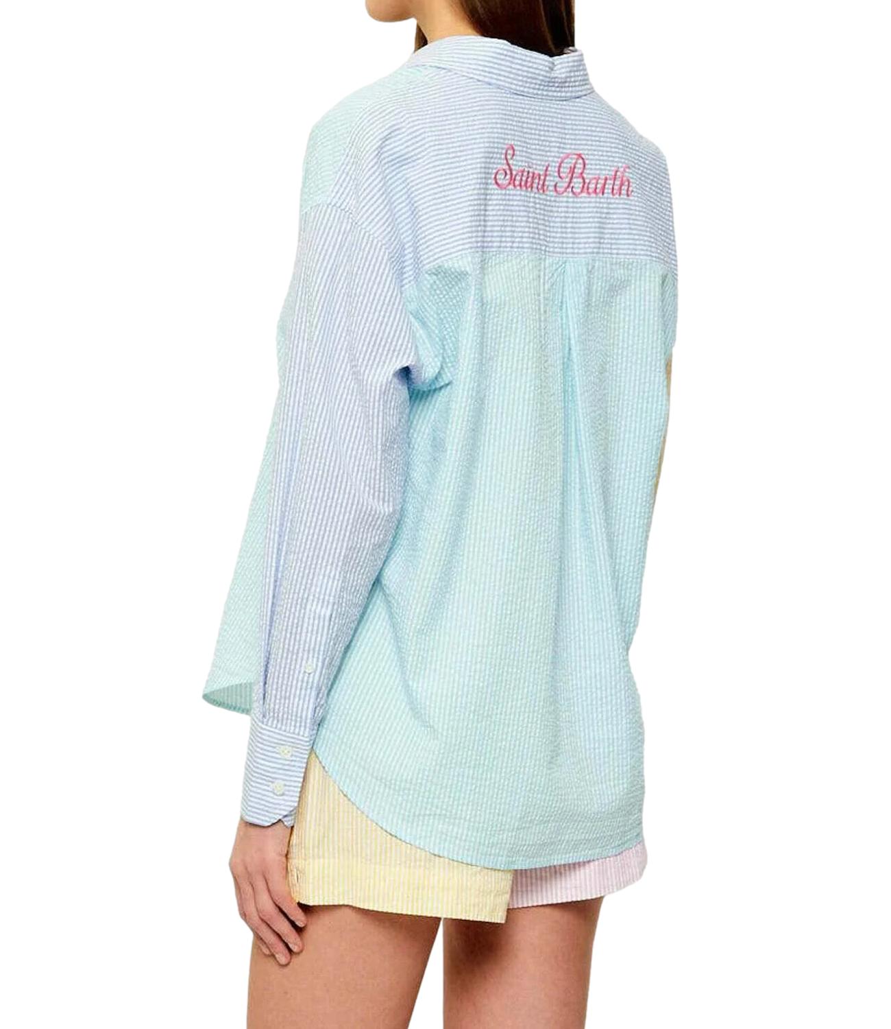 Mc2 Saint Barth Camicia da Donna - Seersucker Stripes V Mix Emb