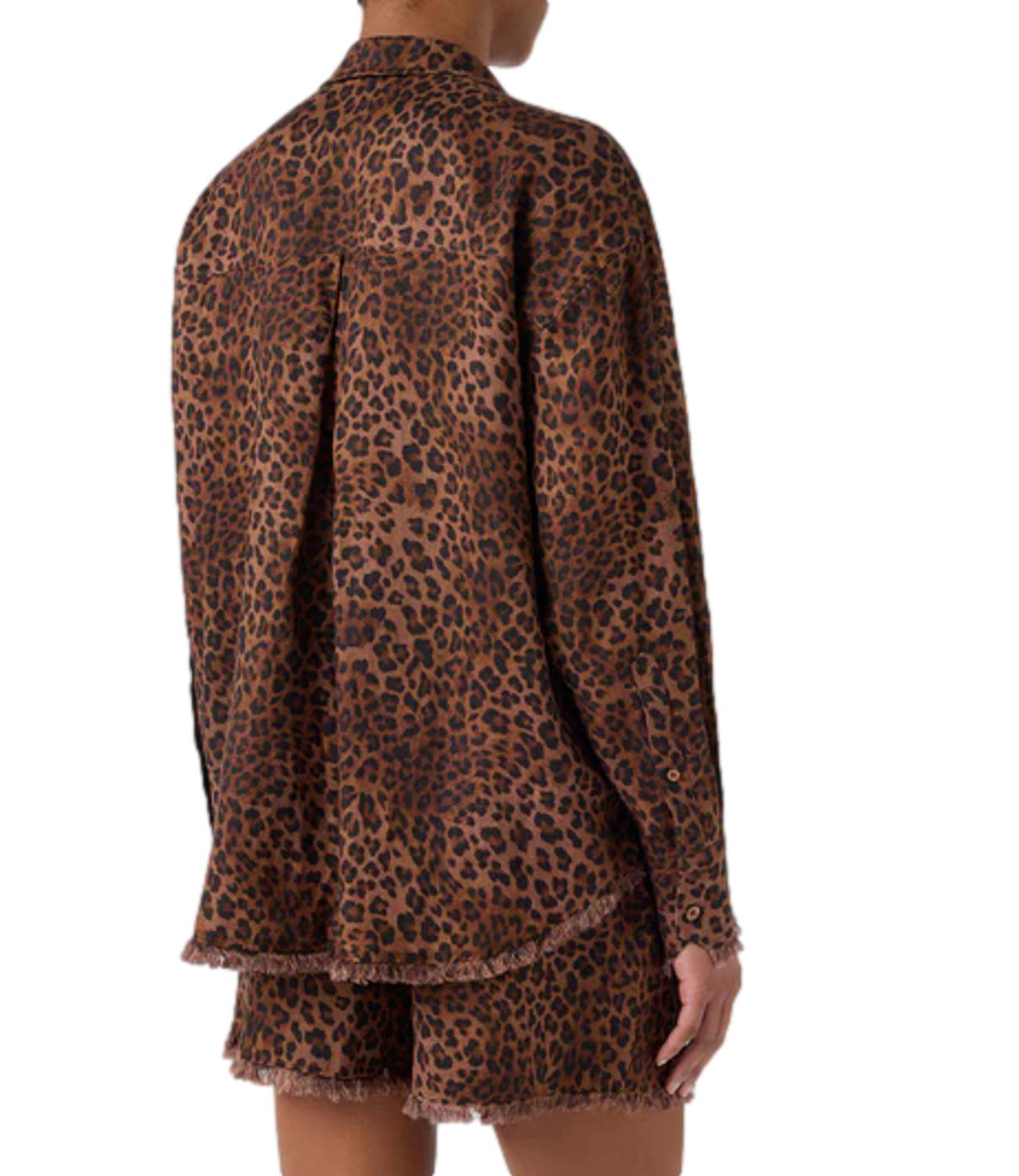 Mc2 Saint Barth Camicia da Donna - Linen Sand Leopard 19 Fringe - Cys0001