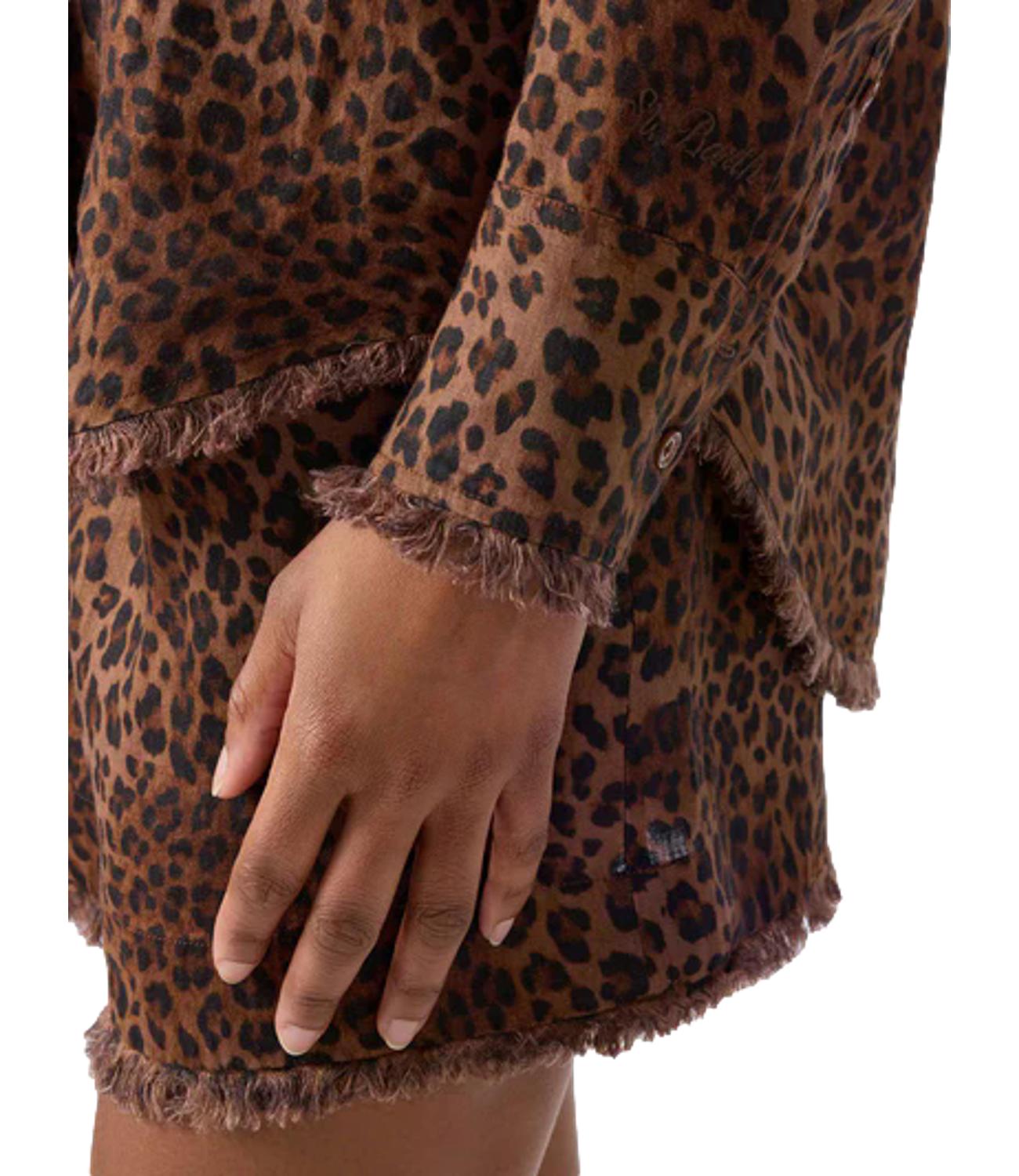 Mc2 Saint Barth Camicia da Donna - Linen Sand Leopard 19 Fringe - Cys0001