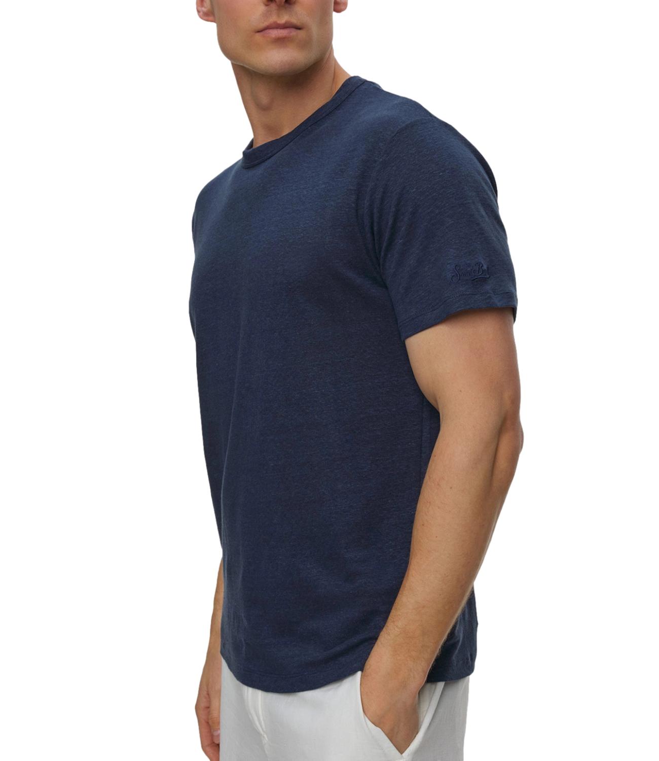 T-shirt MC2 Saint Bath Ecstasea in lino da uomo color blu navy