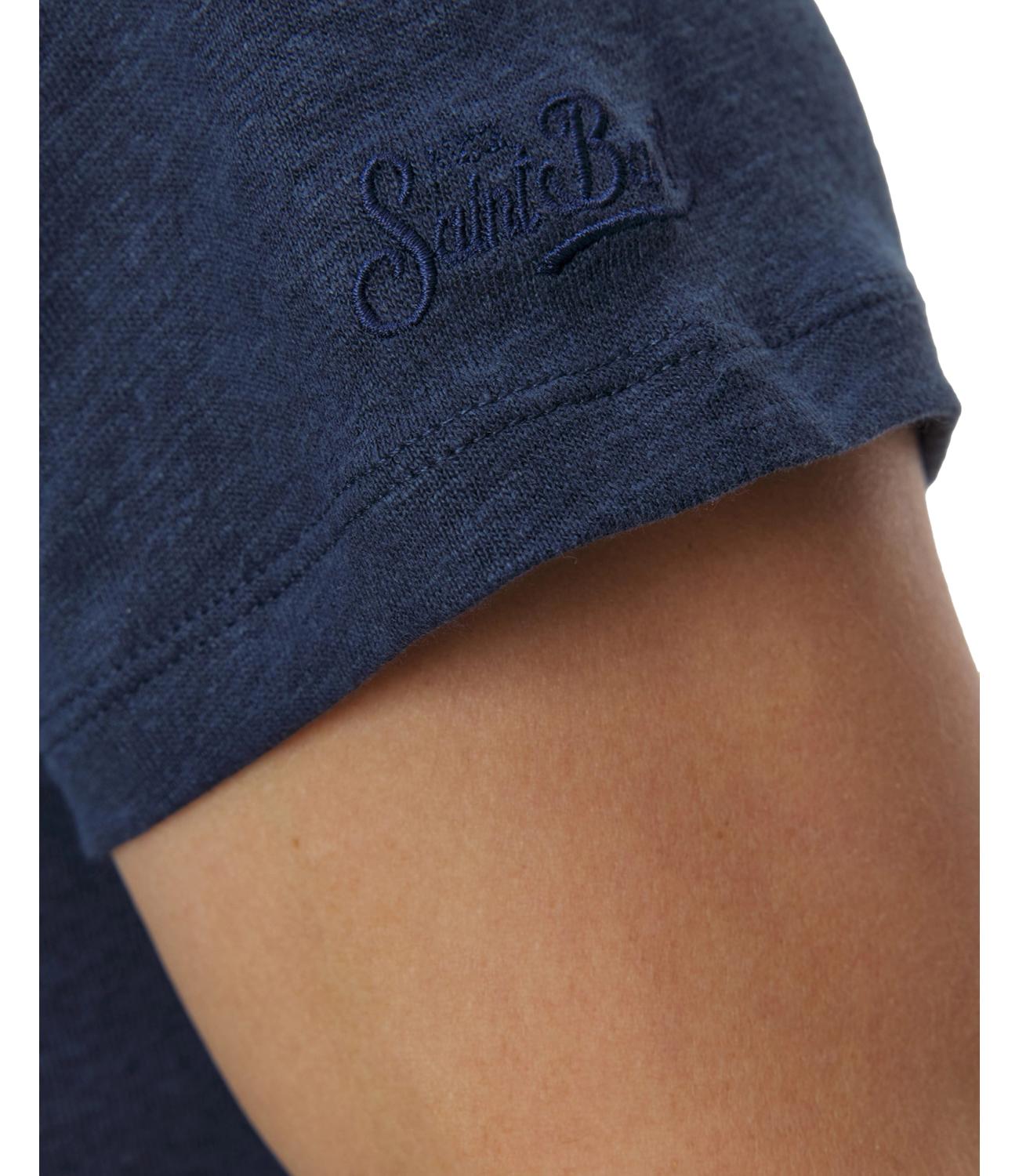 T-shirt MC2 Saint Bath Ecstasea in lino da uomo color blu navy