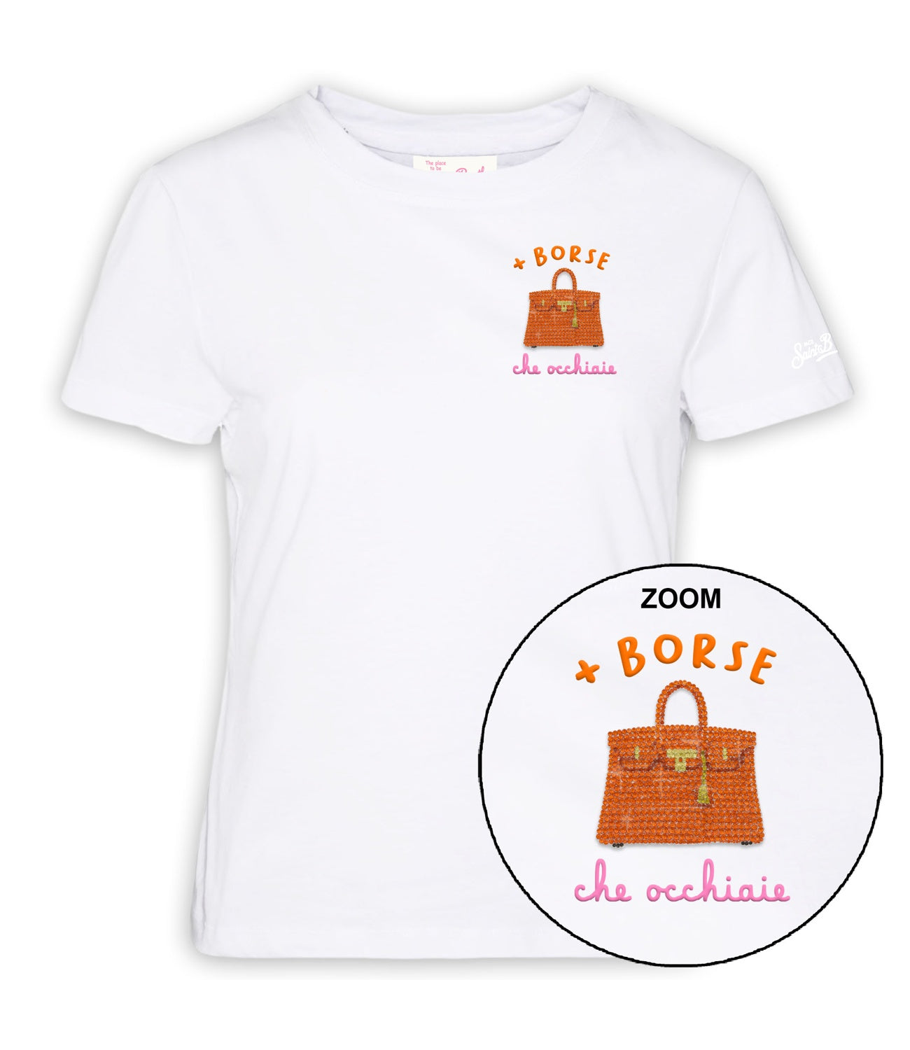 Mc2 Saint Barth T-Shirt da Donna - Borse Occhiaie 01n Strass Emb - Emi0001