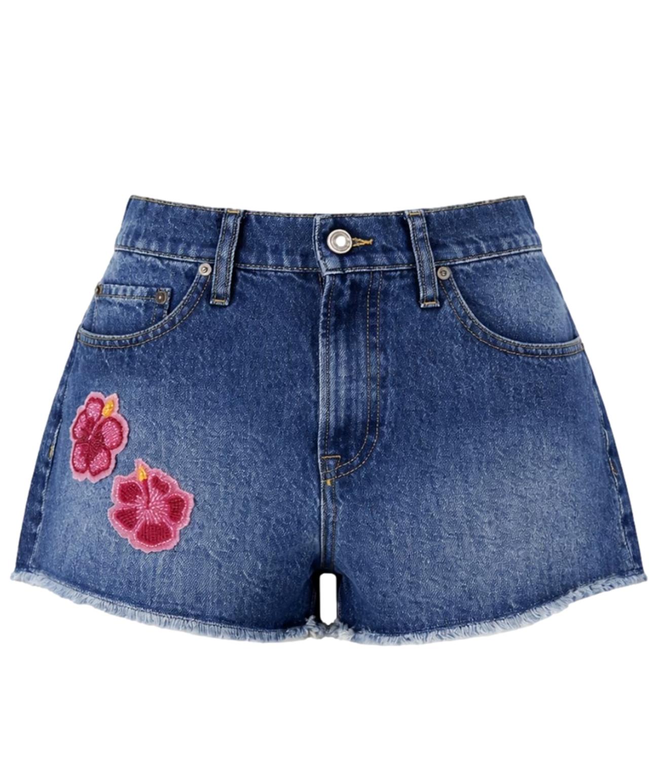 Mc2 Saint Barth Short da Donna - Denim M Hibiscus Patch - Mus0001