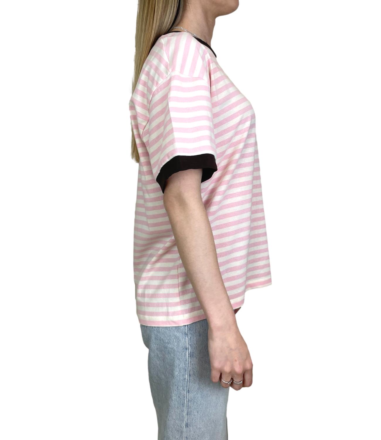 Motel T-shirt Righe Panna/Rosa Donna