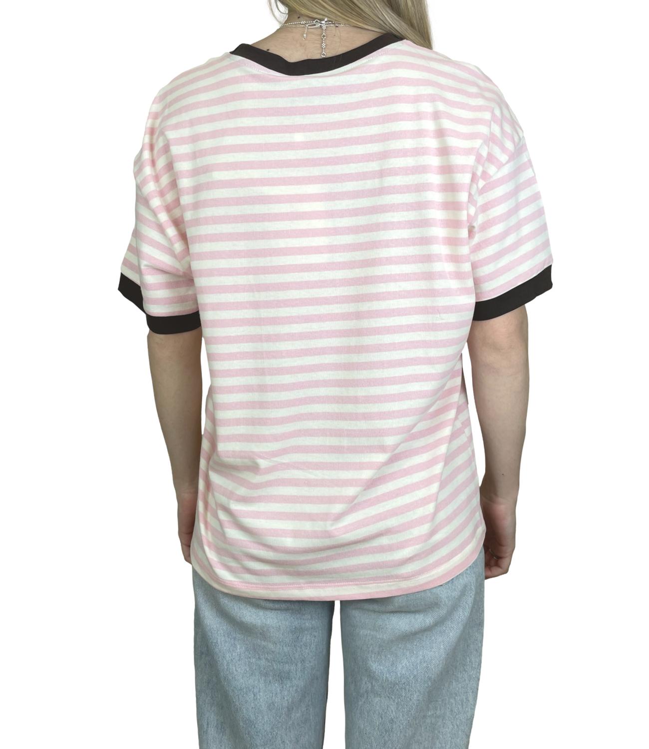 Motel T-shirt Righe Panna/Rosa Donna