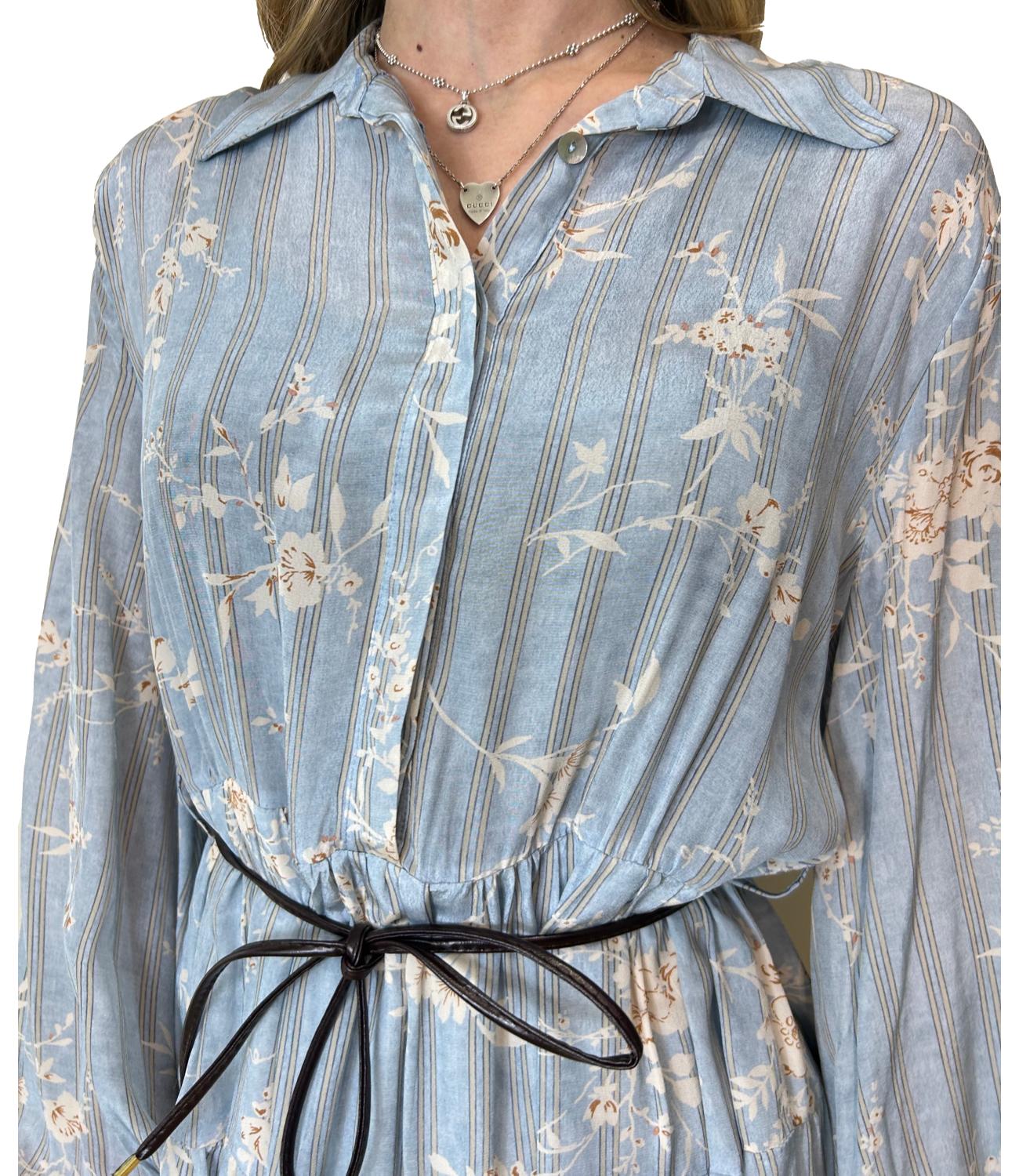 Motel Abito Azzurro Floreale Donna