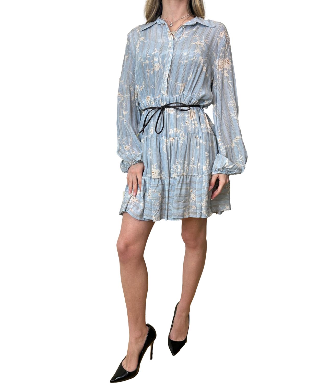 Motel Abito Azzurro Floreale Donna