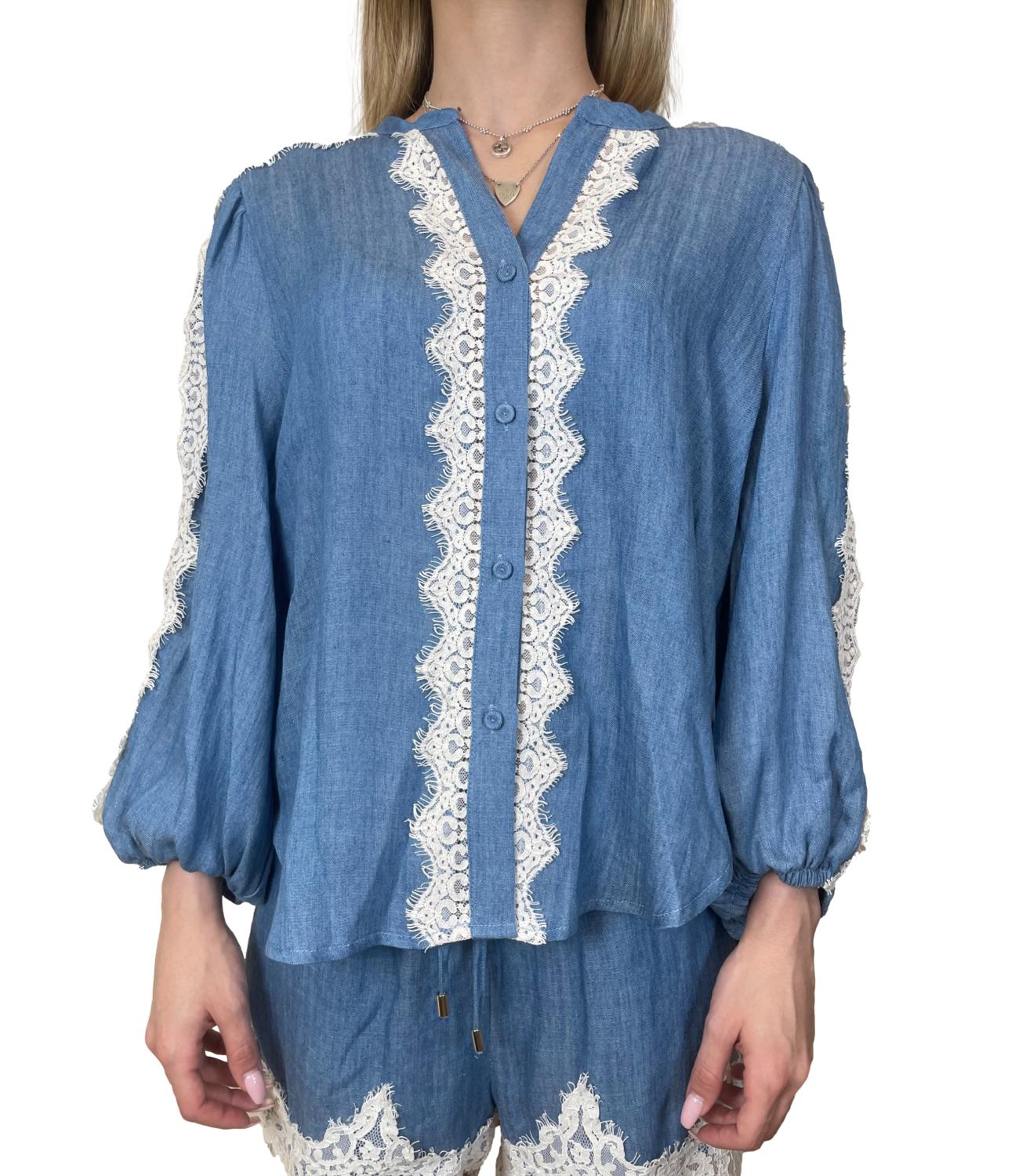 Motel Camicia Tencel Azzurro Donna