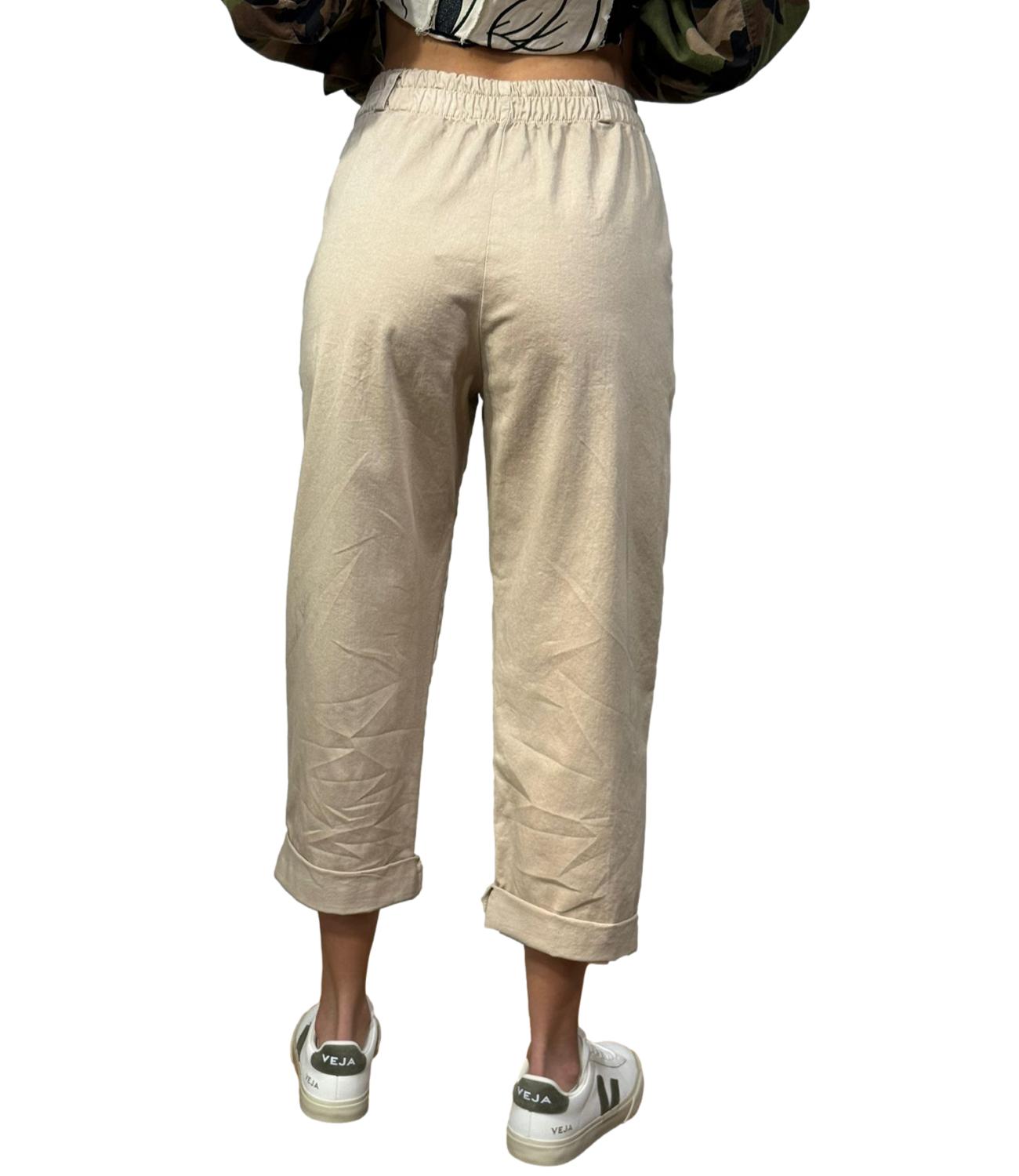 Pantalone beige cotone