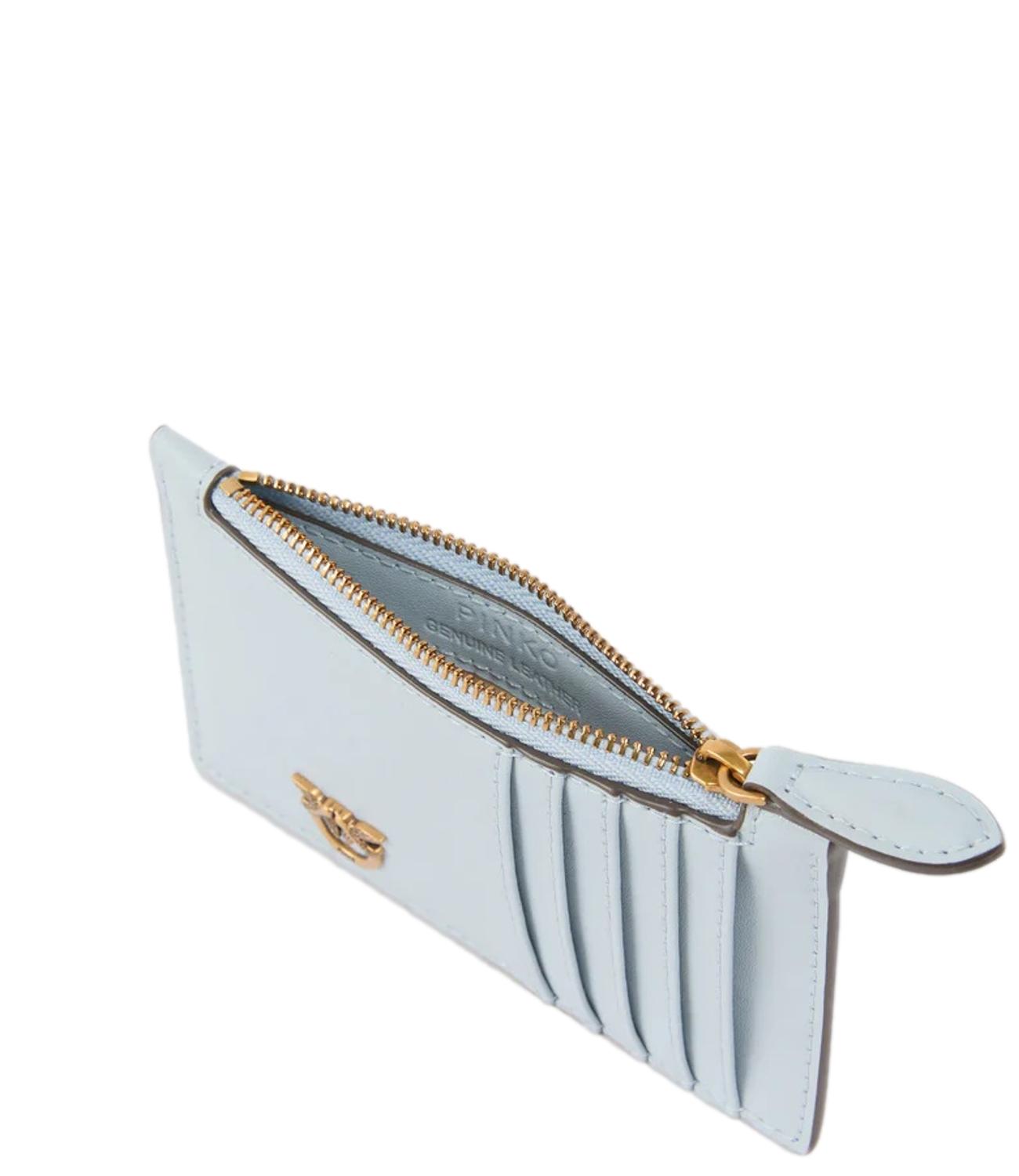 Pinko Portafogli Airone Cardholder Vitello Seta Celeste Donna