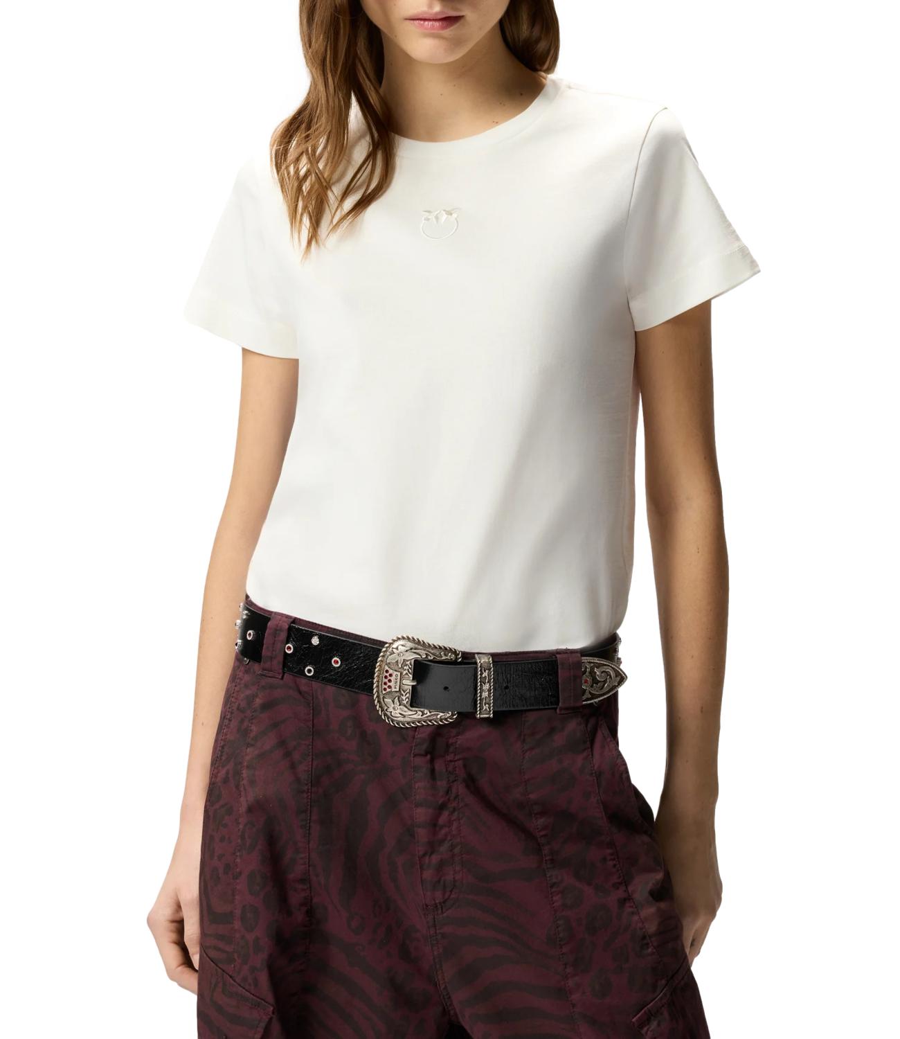 Pinko Bussolotto T-Shirt Jersey Patc Bianca Donna