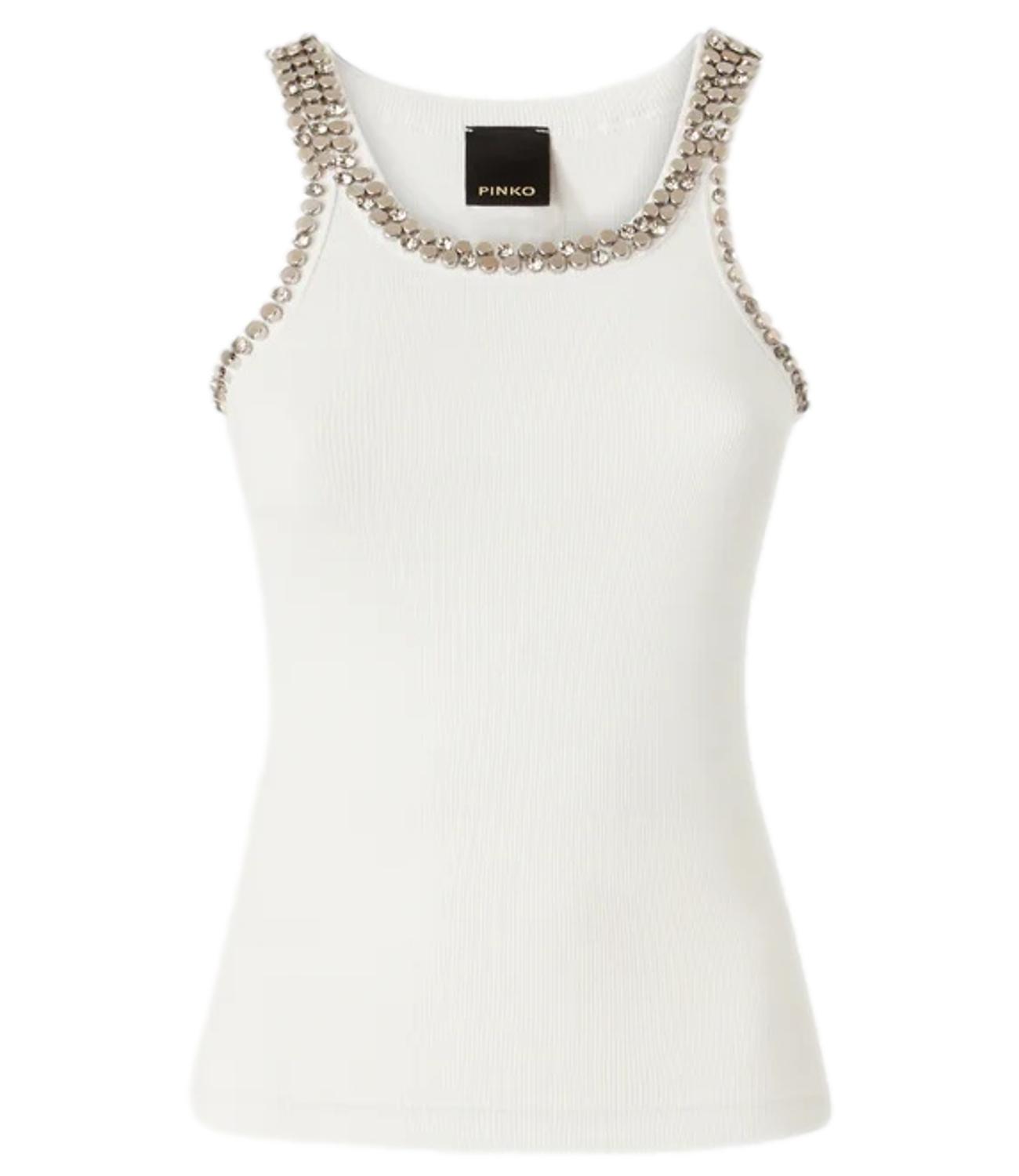 Pinko Canotta coriandoli bianco brillante donna