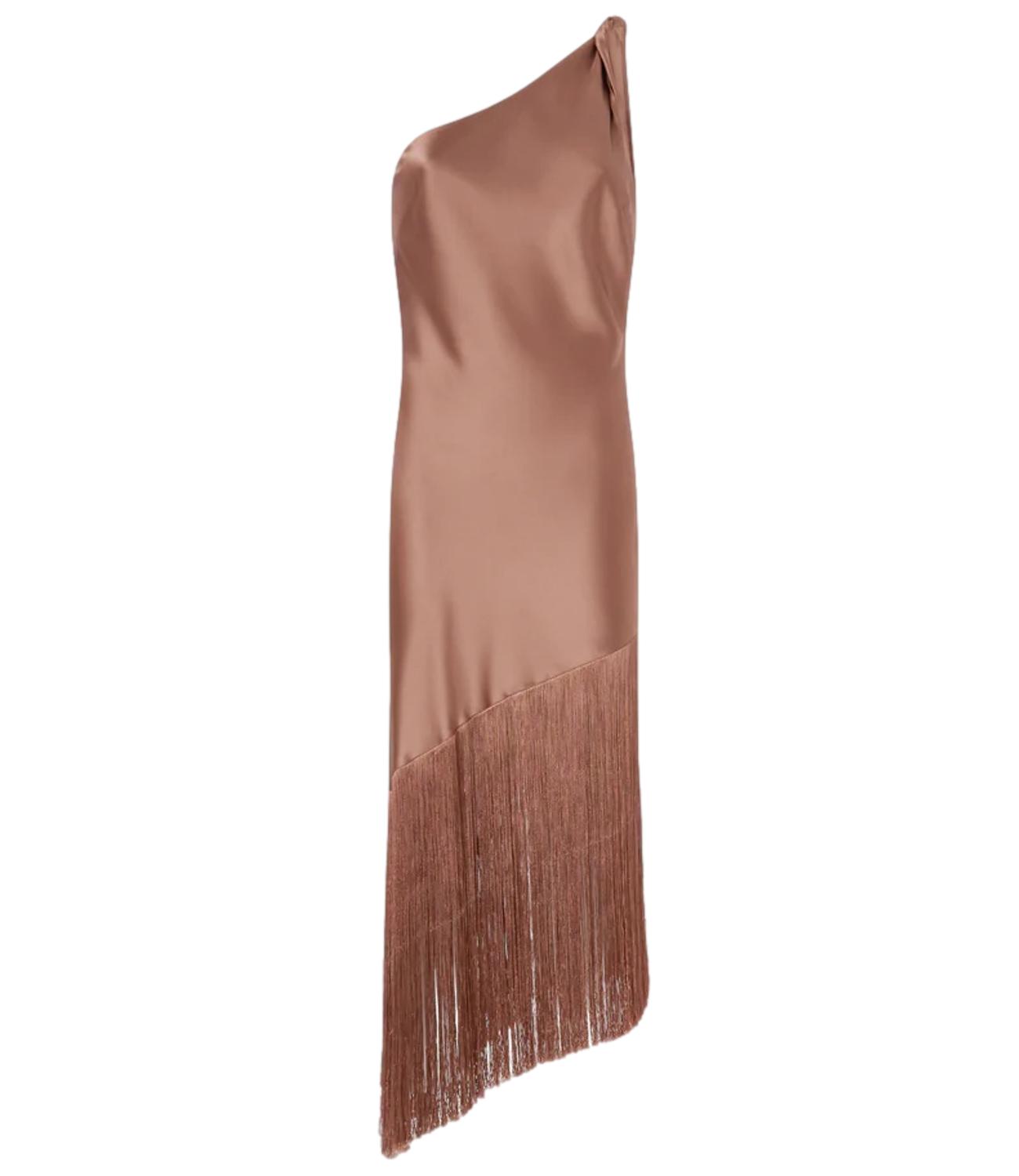 Pinko Kiwi Abito Satin marrone ghianda donna