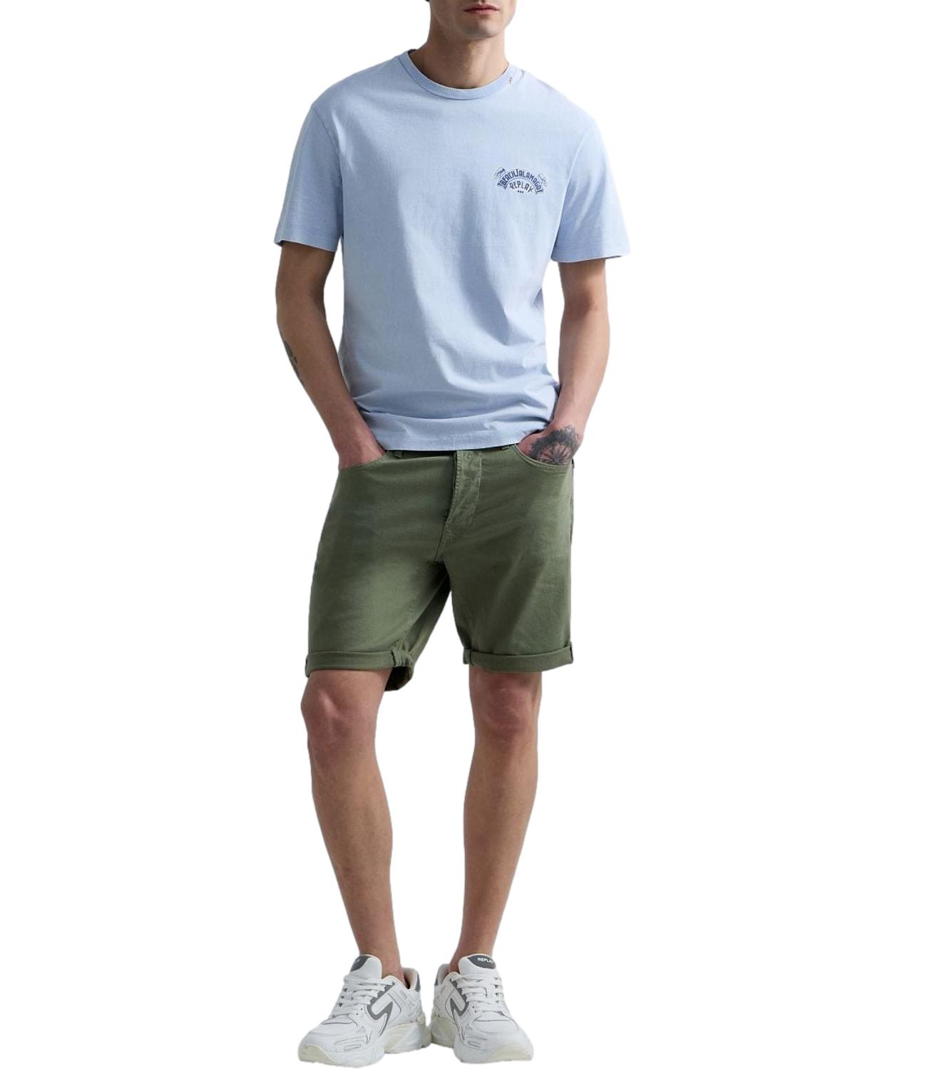 Replay T-Shirt da Uomo - Celeste - M3400.000.22662n
